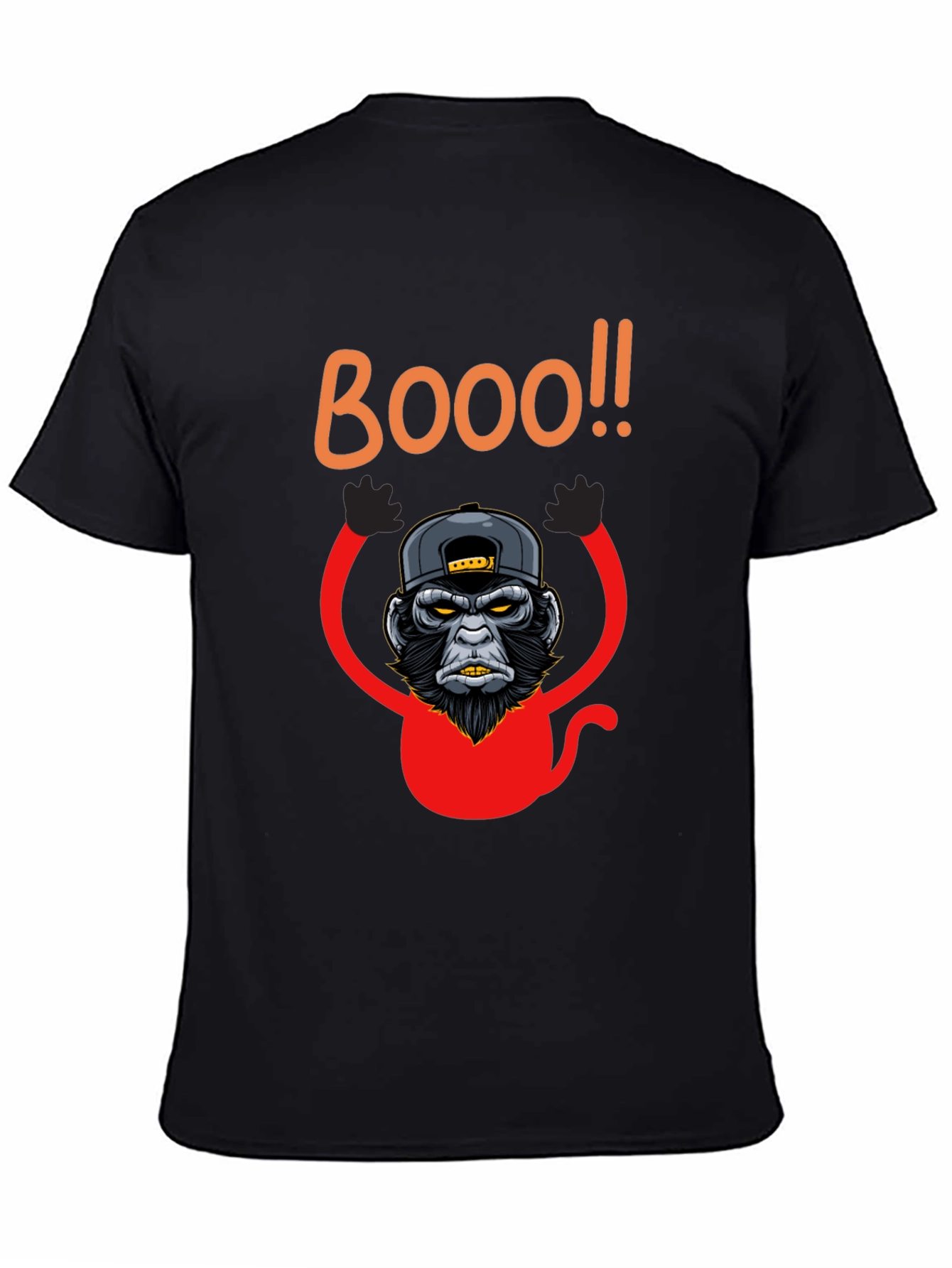 Black Boo Monkey Graphic Tee - Black Crew Neck Shirt view 4