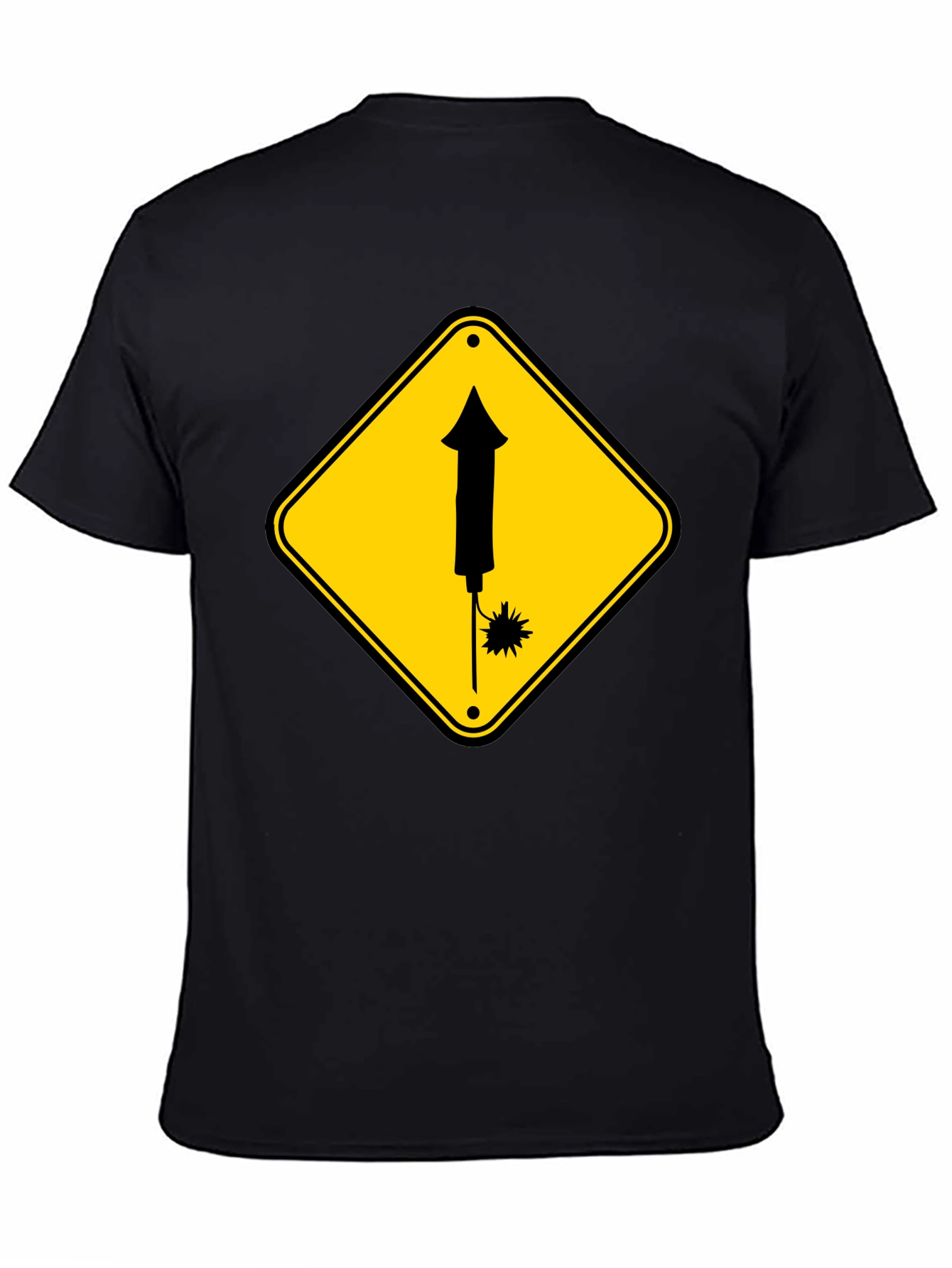 Black Fireworks Warning T-Shirt - Novelty Graphic Tee view 4