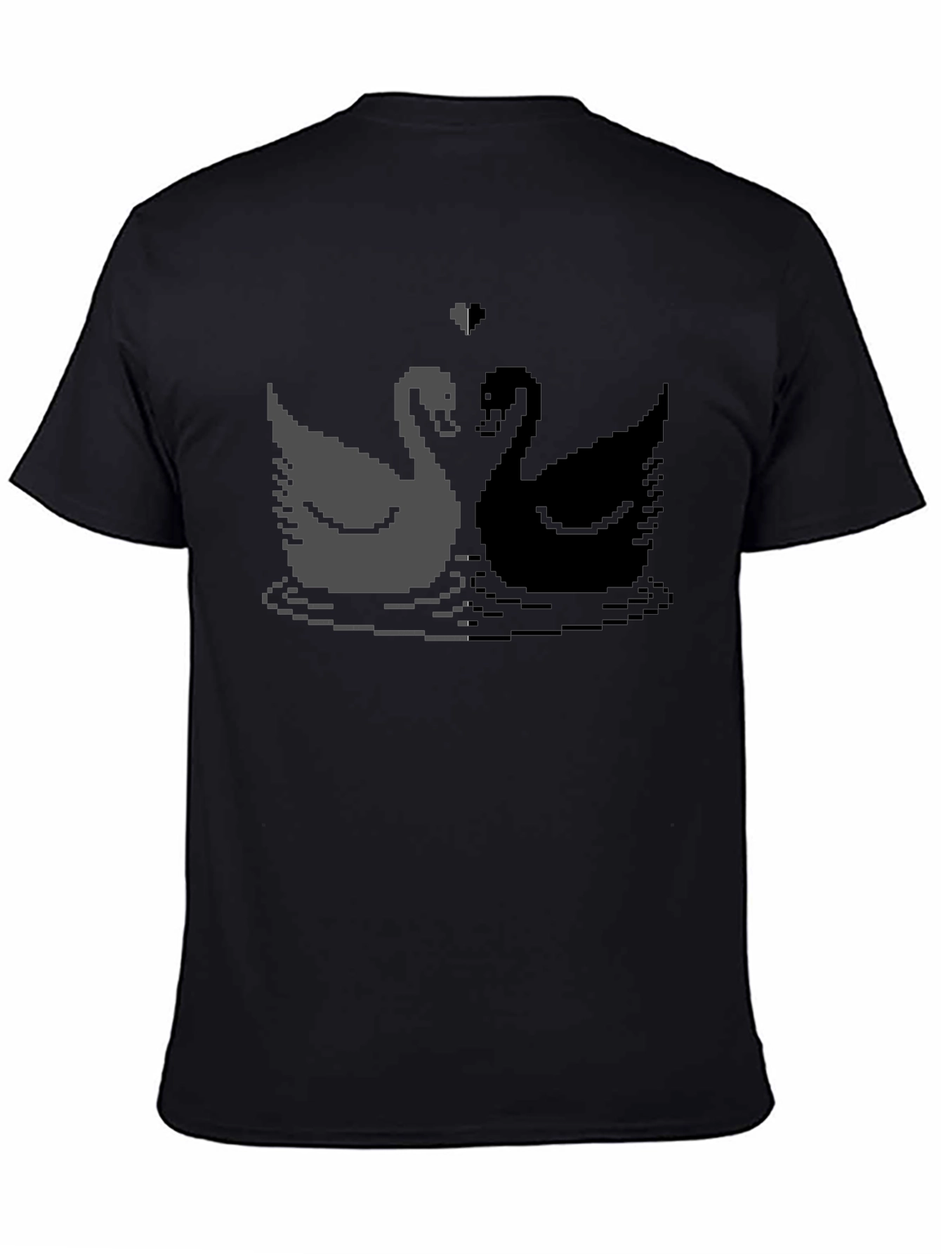 Black Pixel Swan Love T-Shirt - Black view 4