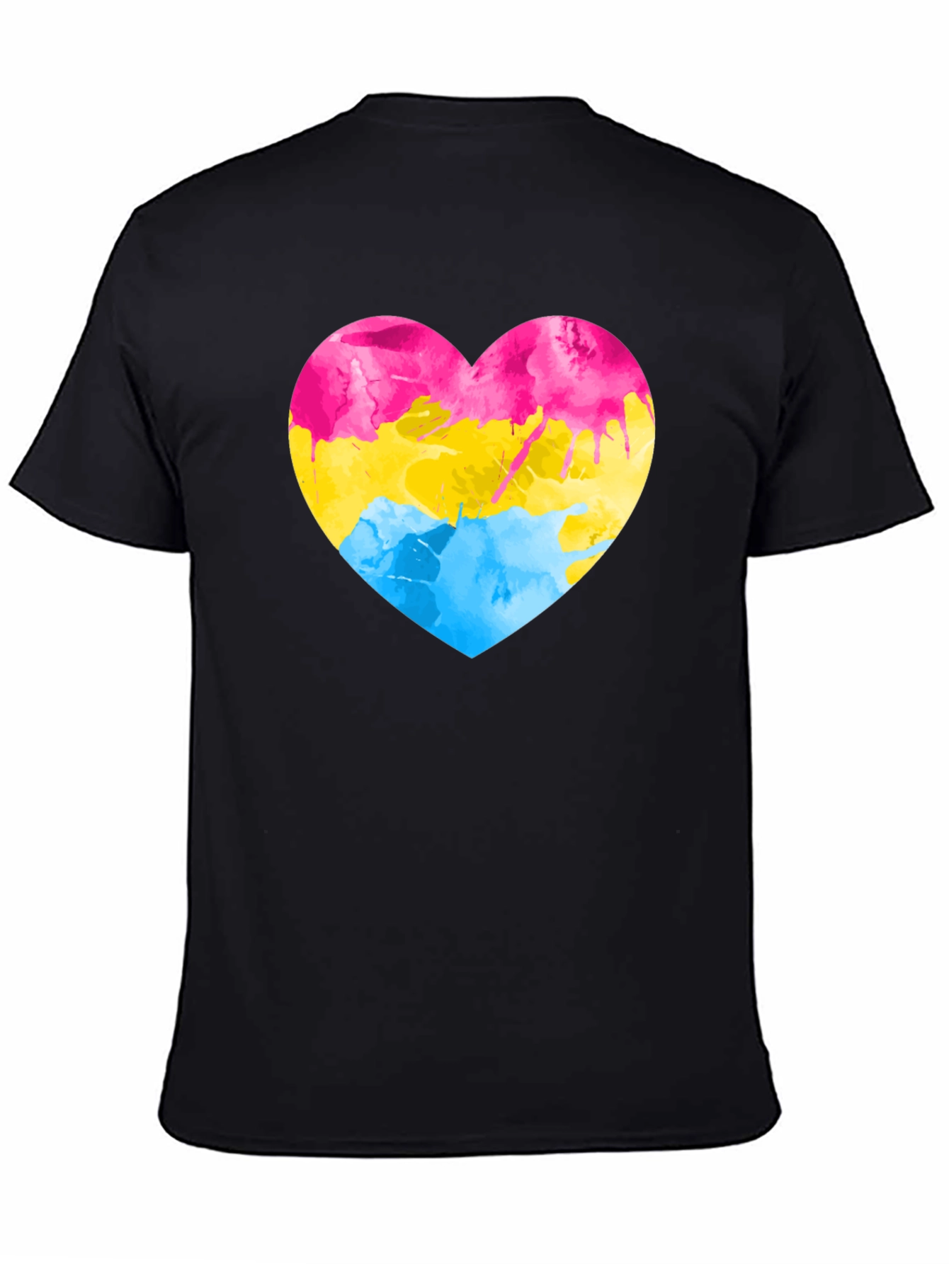 Black Pansexual Pride Heart T-Shirt - Black view 4