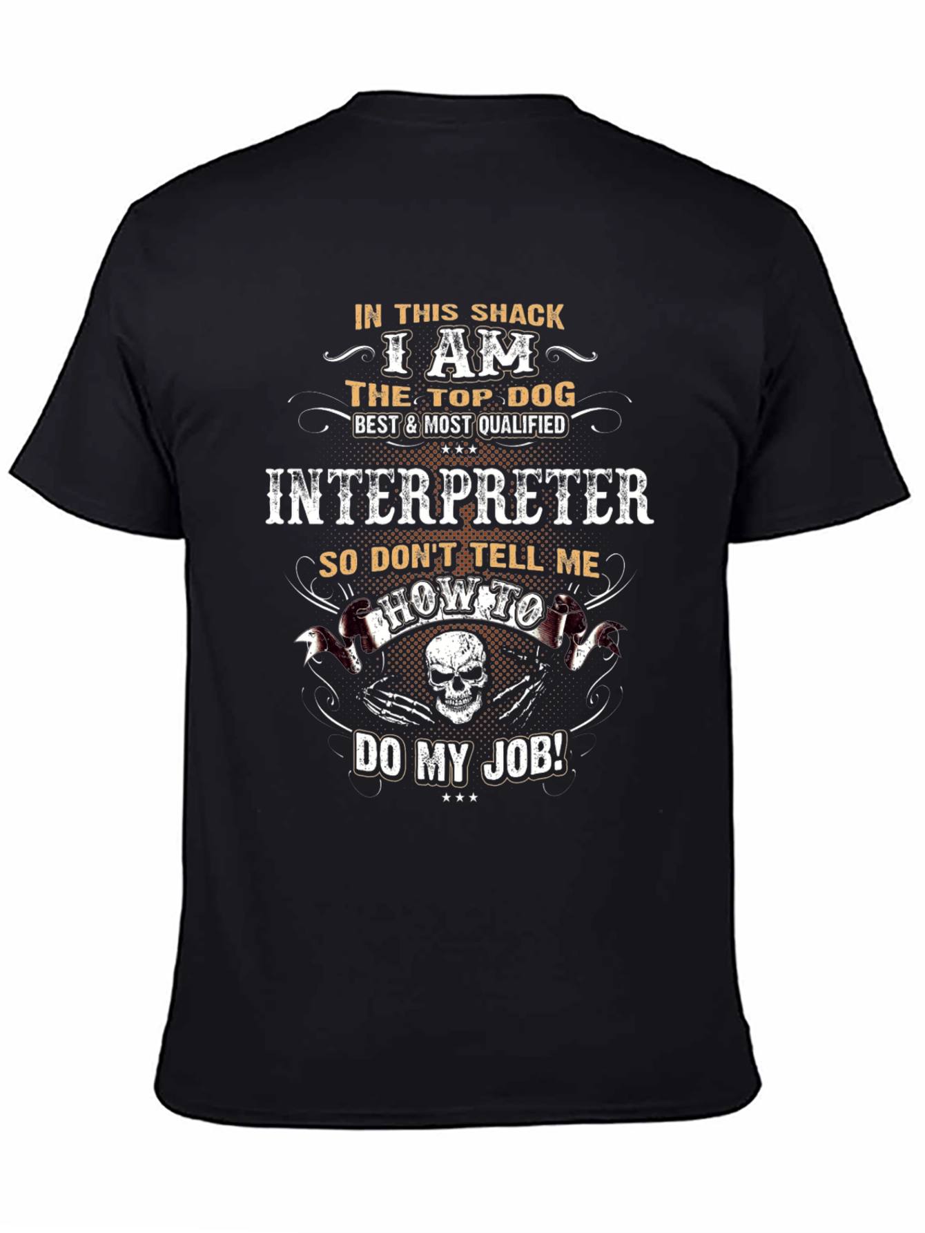 Black Interpreter Top Dog Novelty Graphic T-Shirt view 4