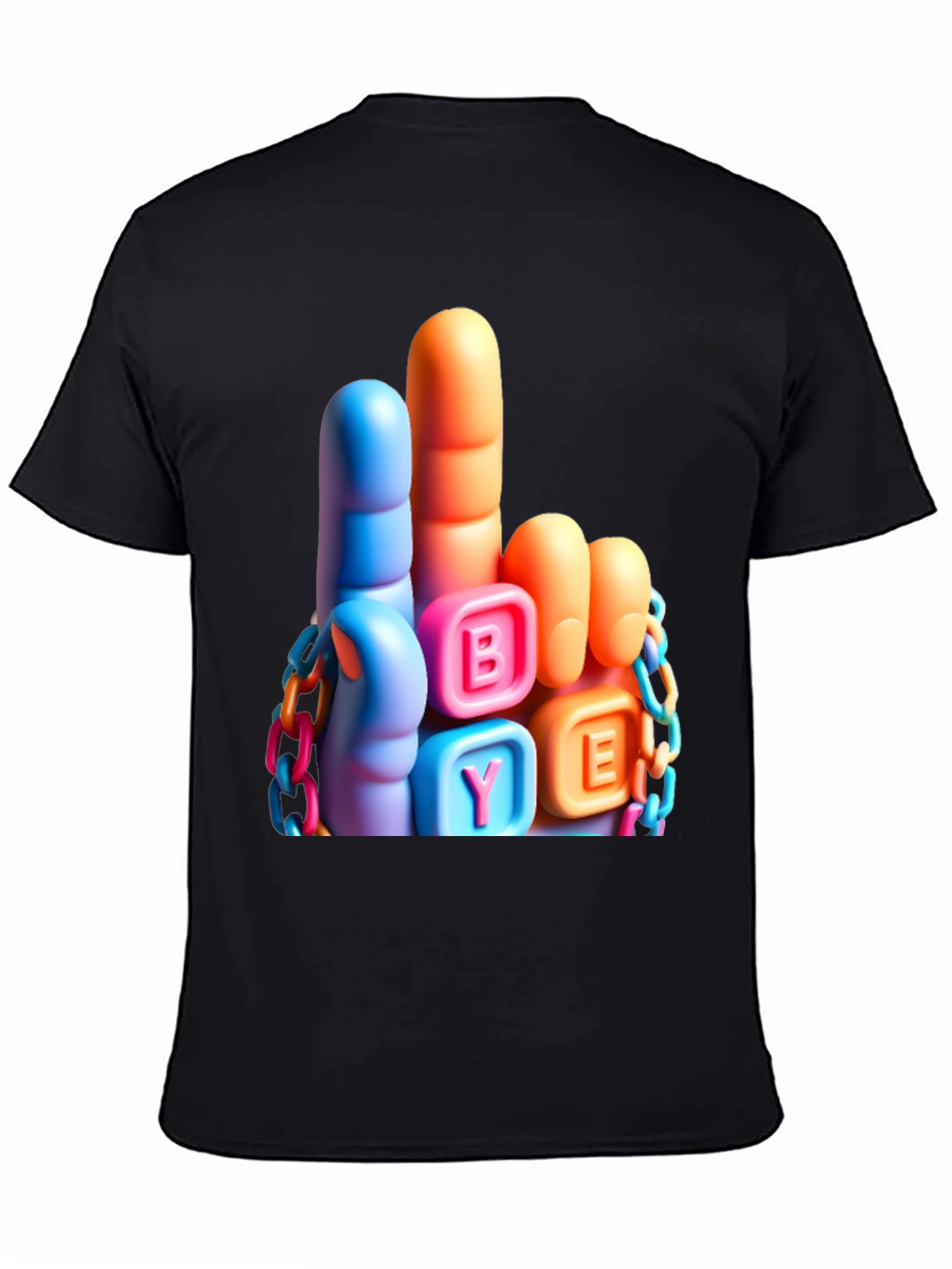 Black Funny BYE Middle Finger T-Shirt view 4