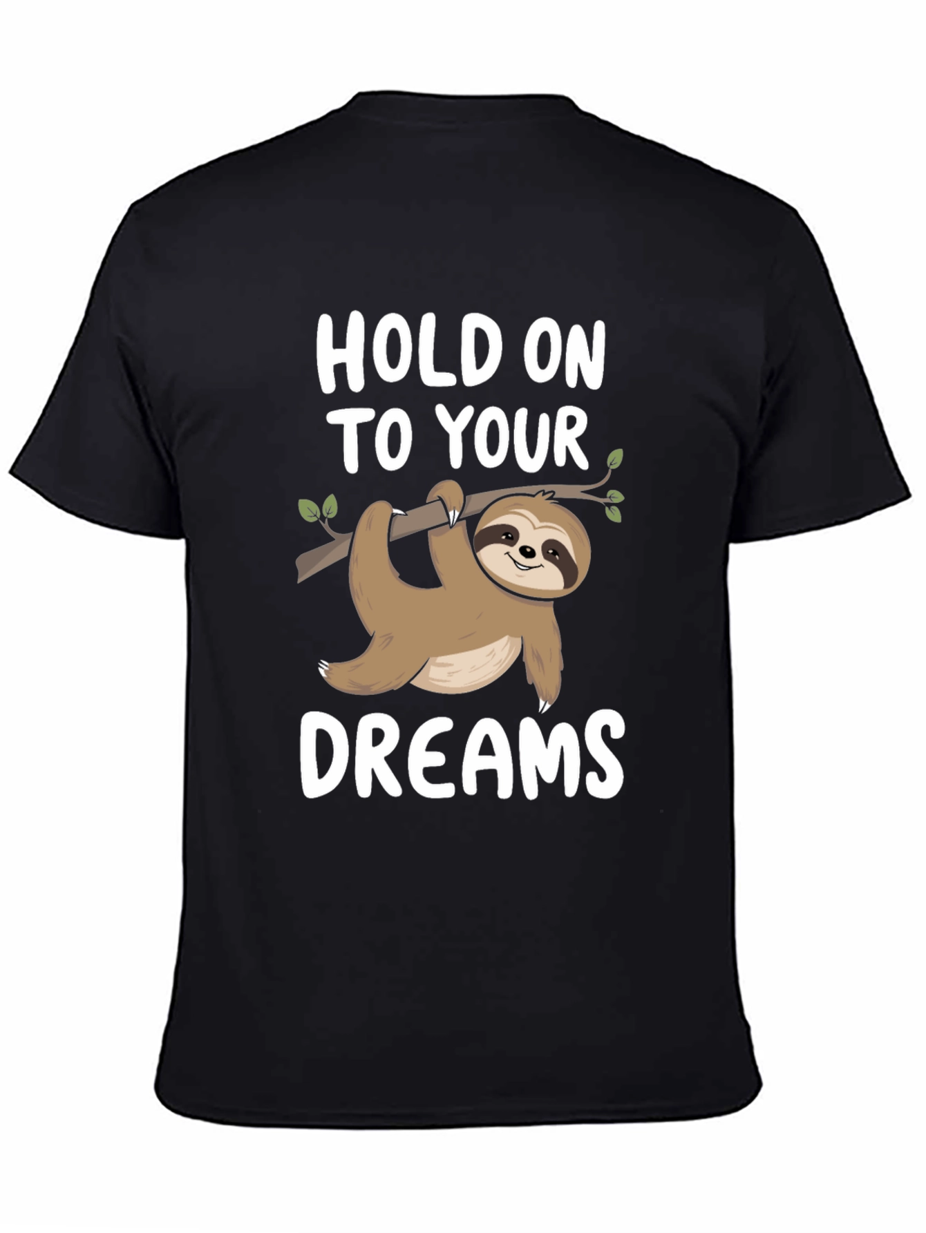 Black Hold On To Your Dreams Sloth Graphic Tee view 4