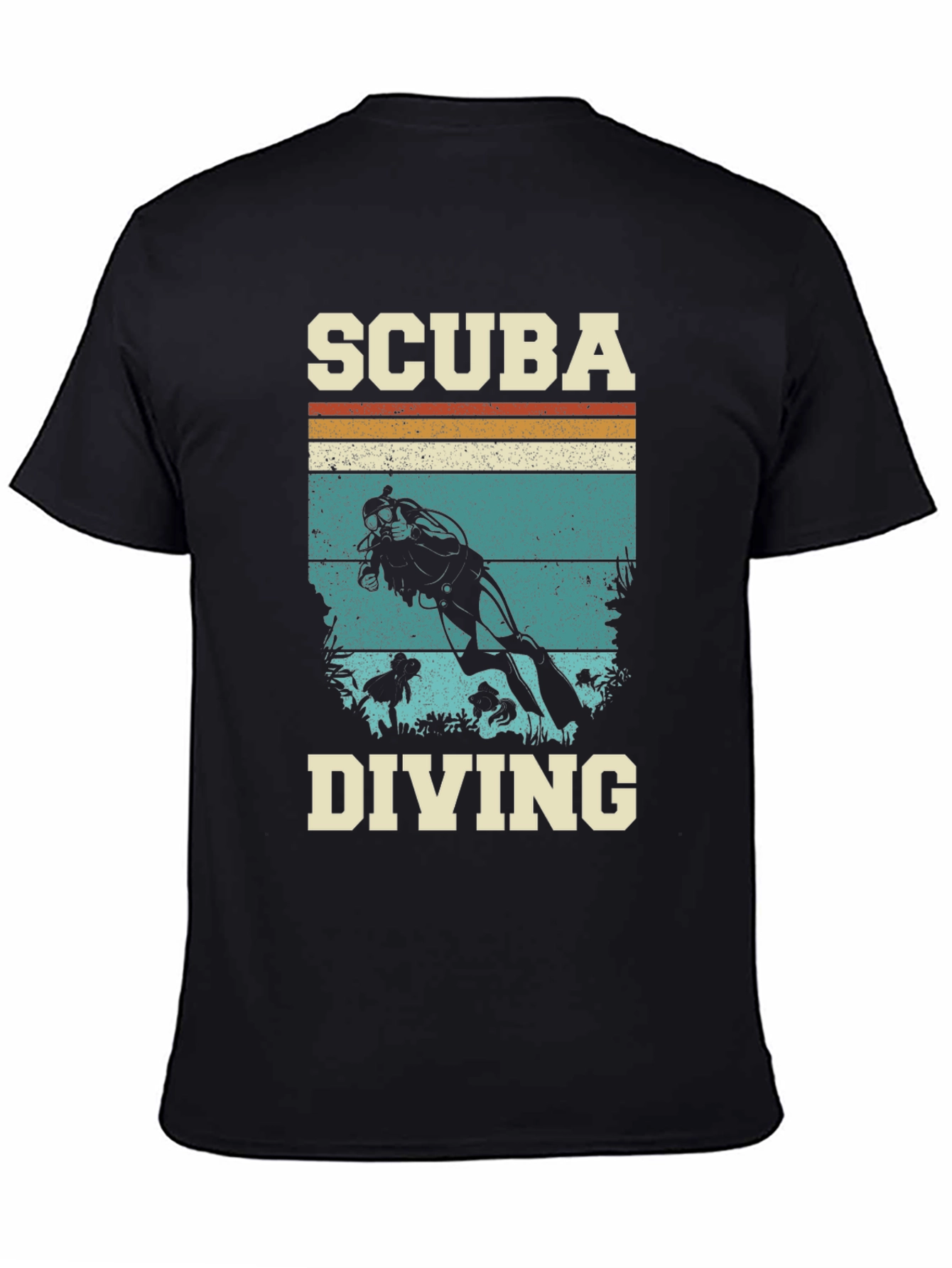 Black Scuba Diving Retro Graphic Tee - Black view 4