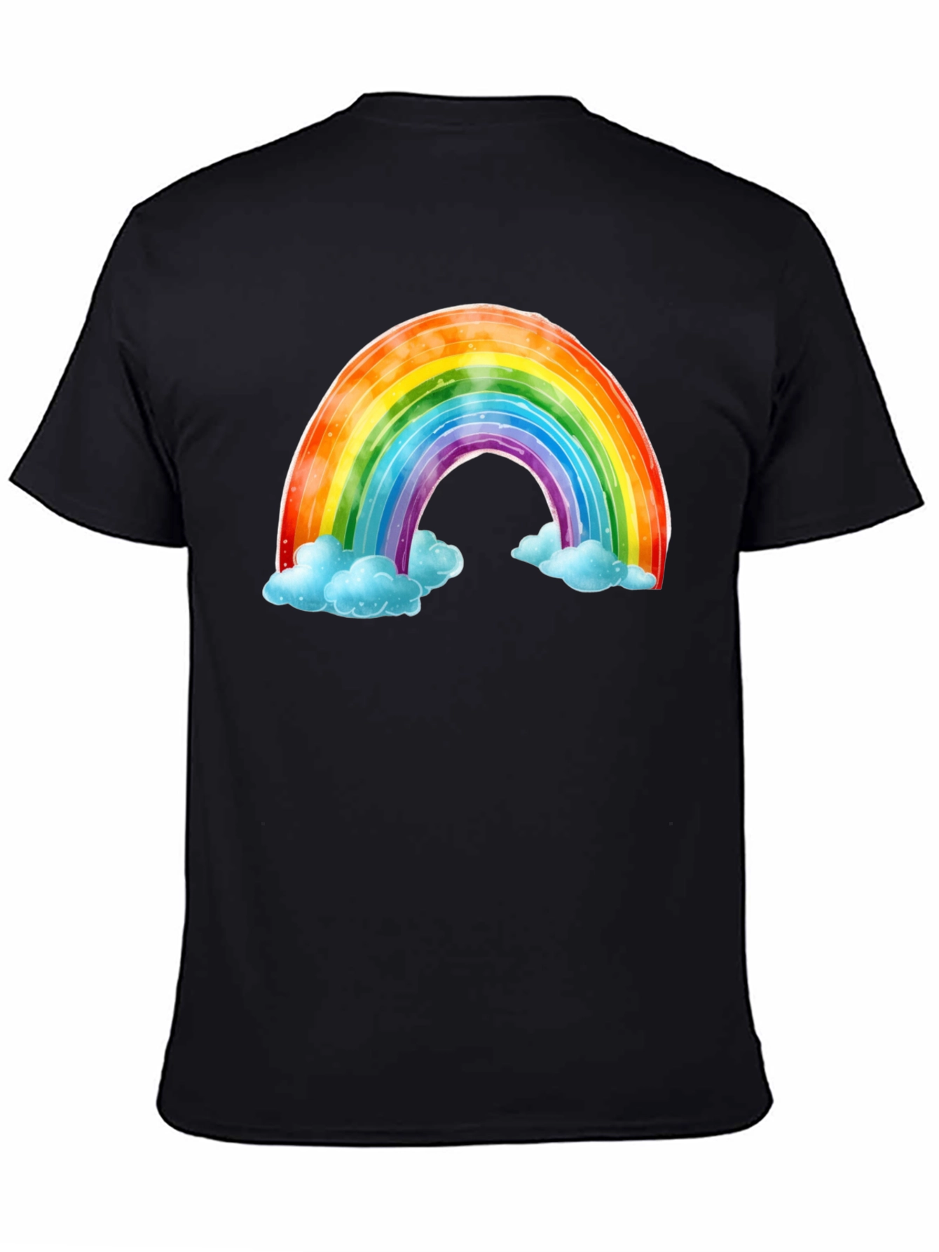Black Rainbow & Cloud Graphic Tee - Soft Cotton Comfort view 4