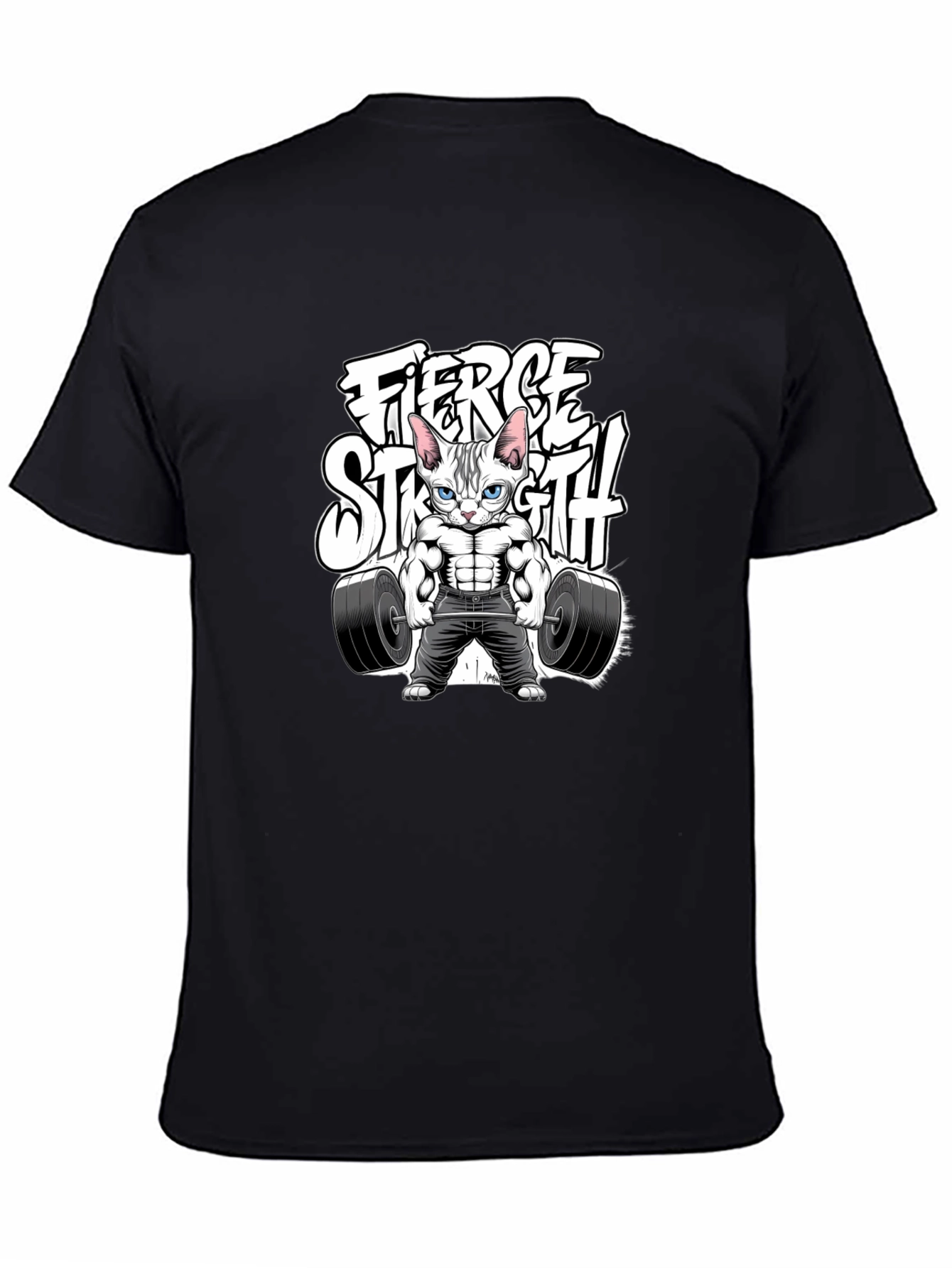 Fierce Strength Cat T-Shirt - Gym Humor Tee - 4