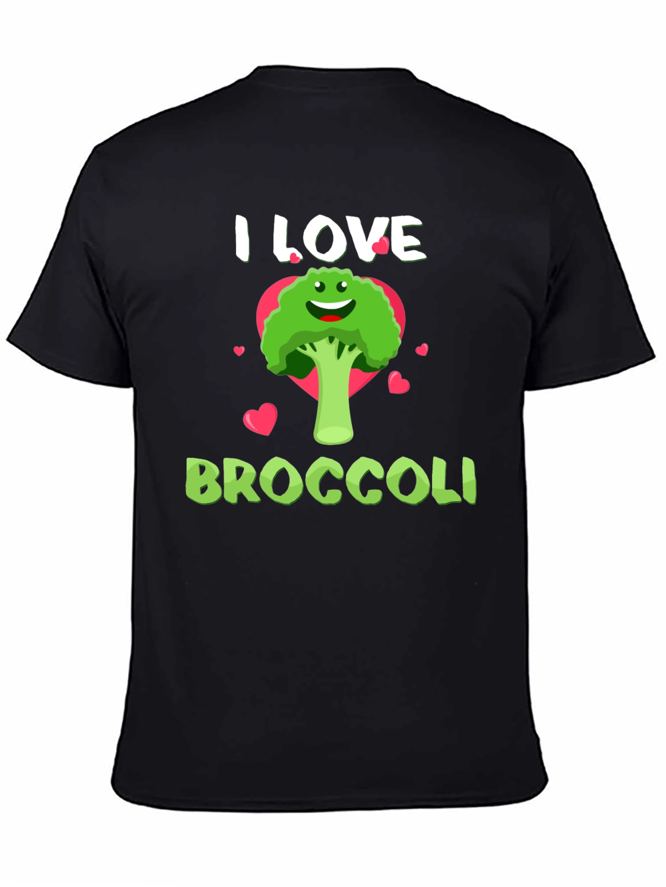 Black I Love Broccoli T-Shirt - Funny Vegan Tee view 4