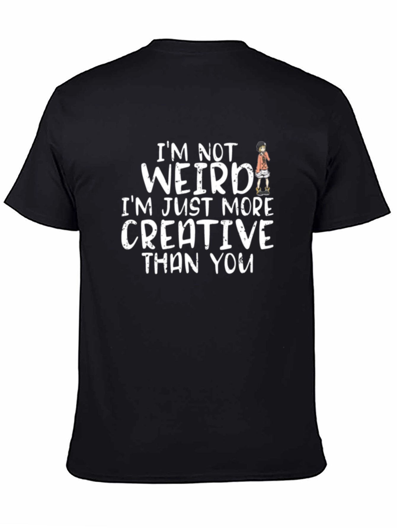 Black Creative Weirdo Graphic Tee - Soft Cotton Blend view 4