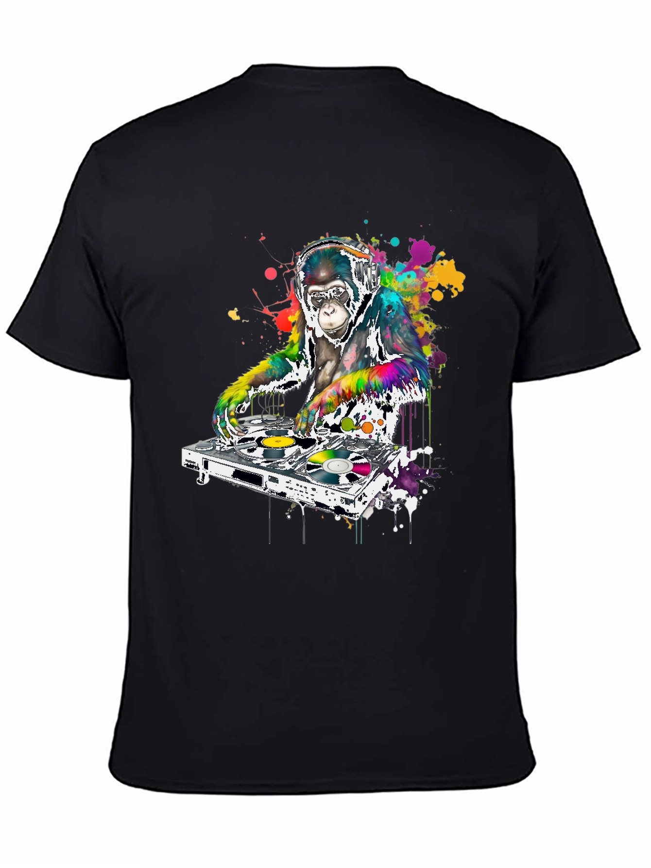 Black DJ Monkey Graphic T-Shirt view 4