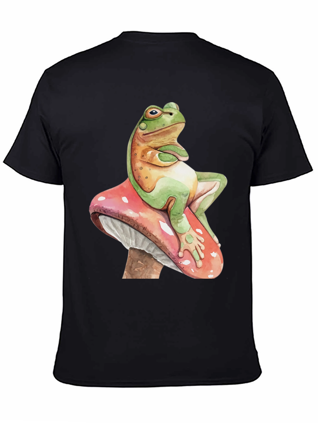 Black Frog on Mushroom T-Shirt - Relaxed Funny Graphic Tee view 4