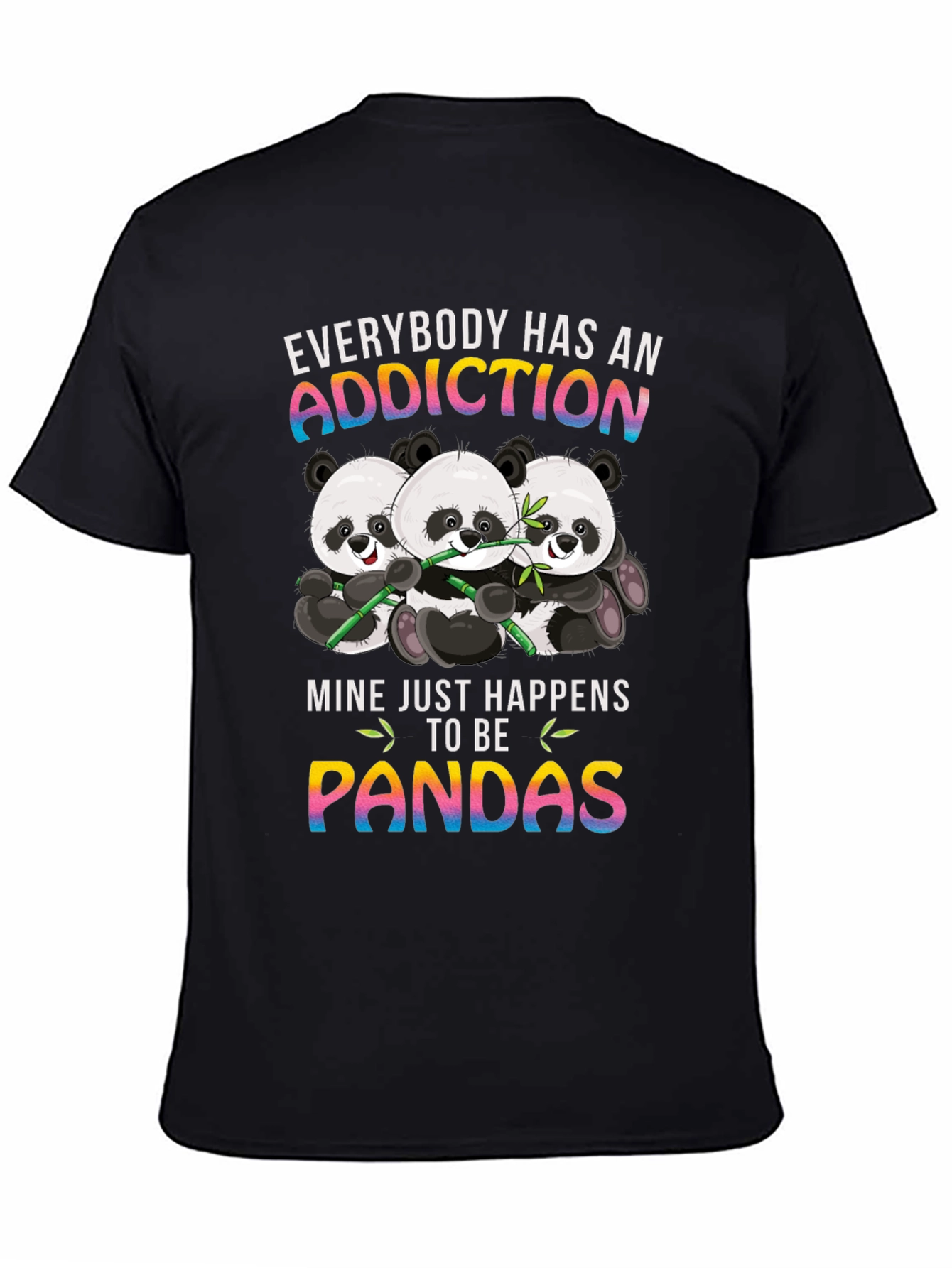 Black Panda Addiction Graphic T-Shirt - Unisex view 4