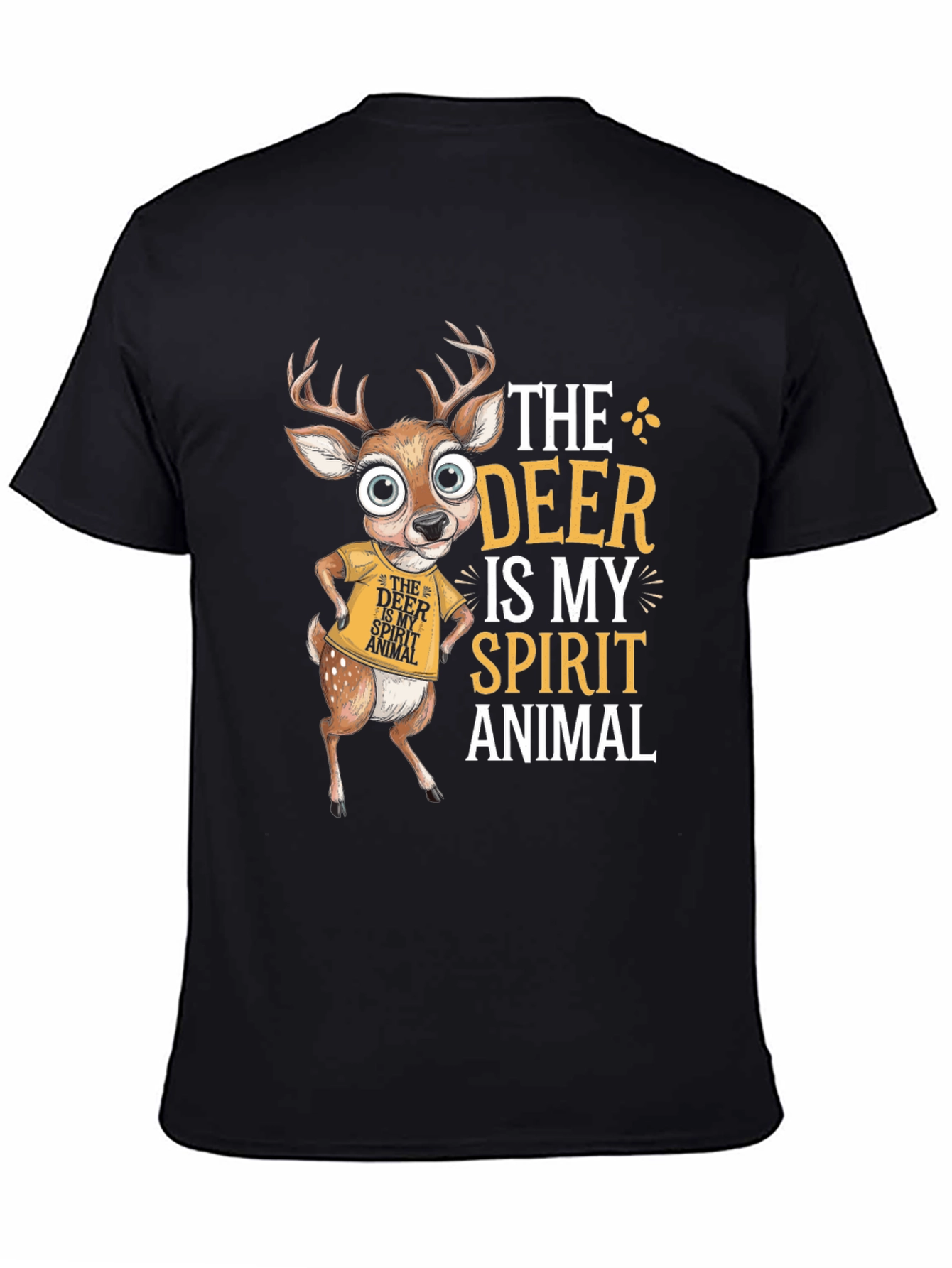 Black Deer Spirit Animal Graphic T-Shirt - Funny Deer Lover Tee view 4