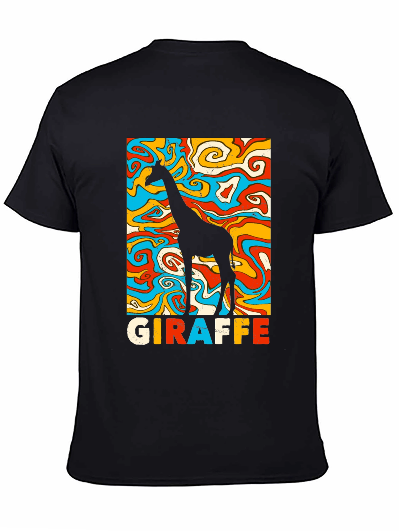 Black Groovy Giraffe Graphic Tee - Retro Style view 4