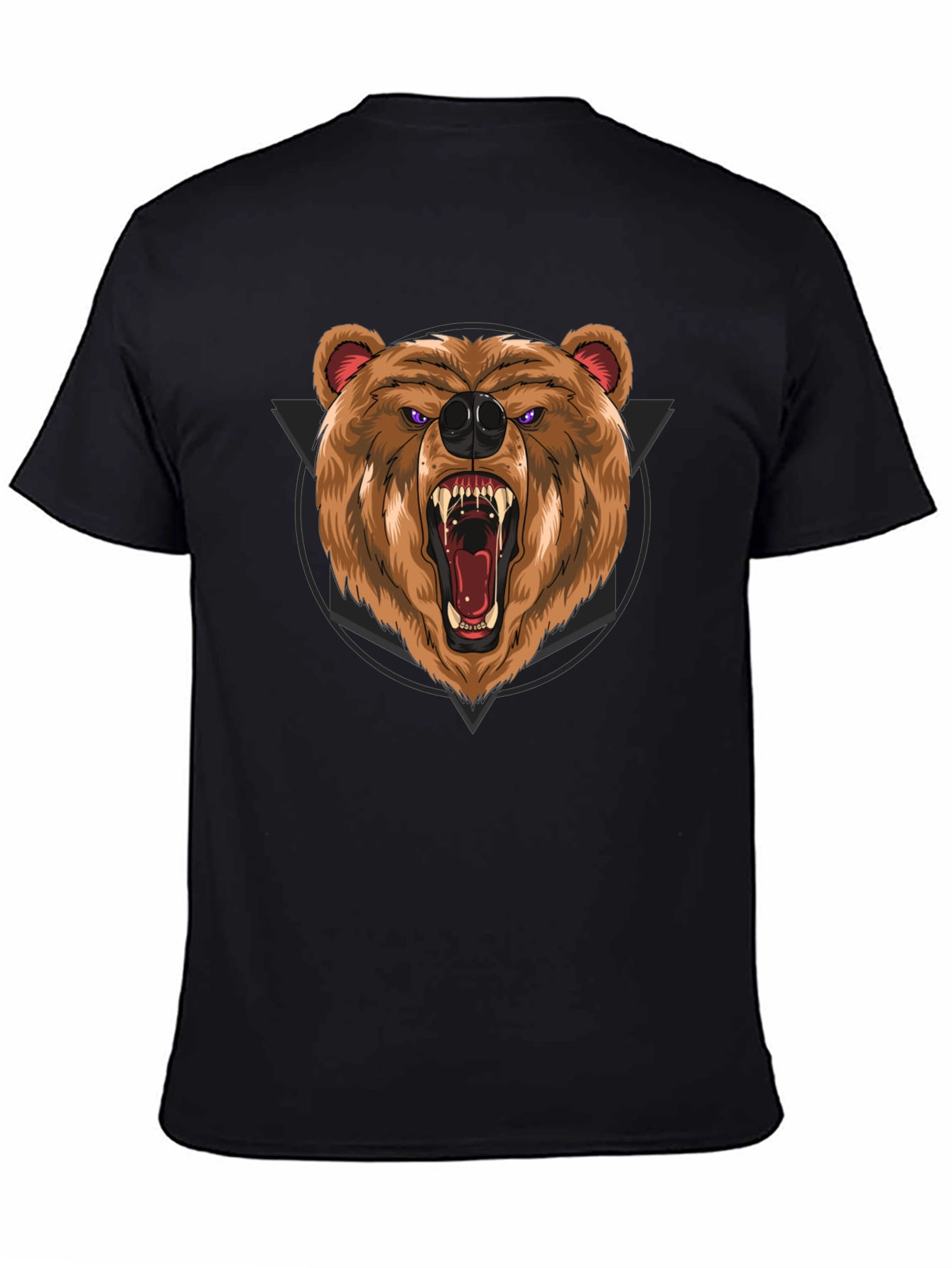 Black Roaring Bear Graphic Black T-Shirt view 4