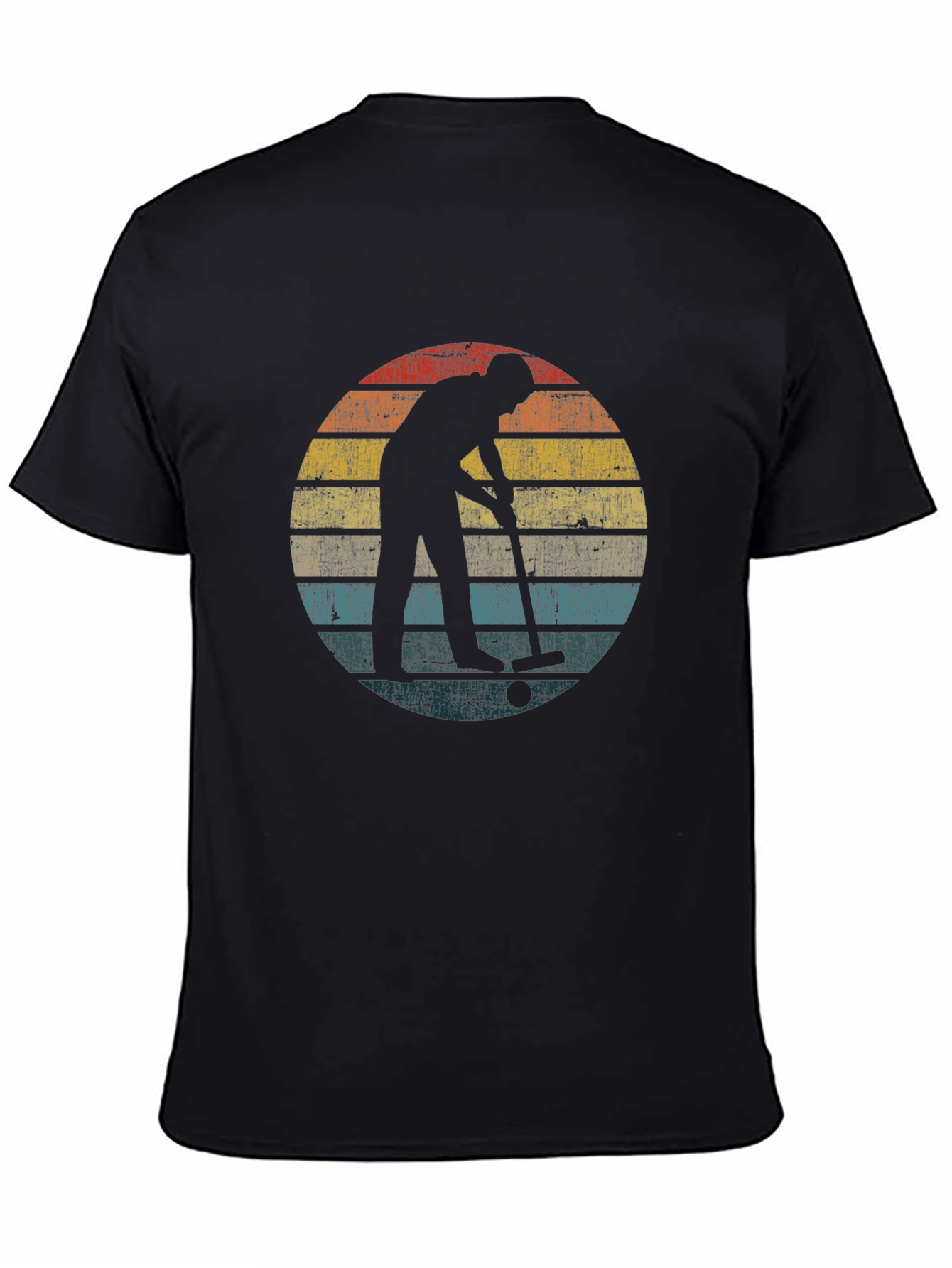 Black Vintage Hockey Player Silhouette T-Shirt - Retro Style view 4