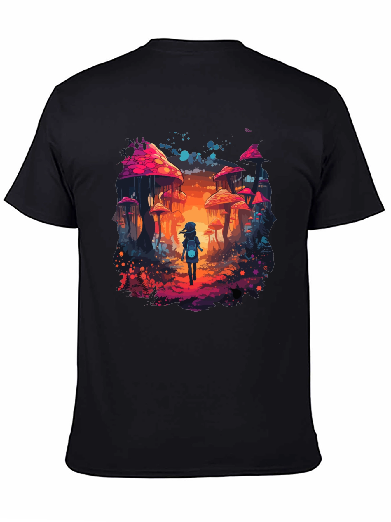 Black Mushroom Fantasy Graphic Tee - Unique Unisex Design view 4