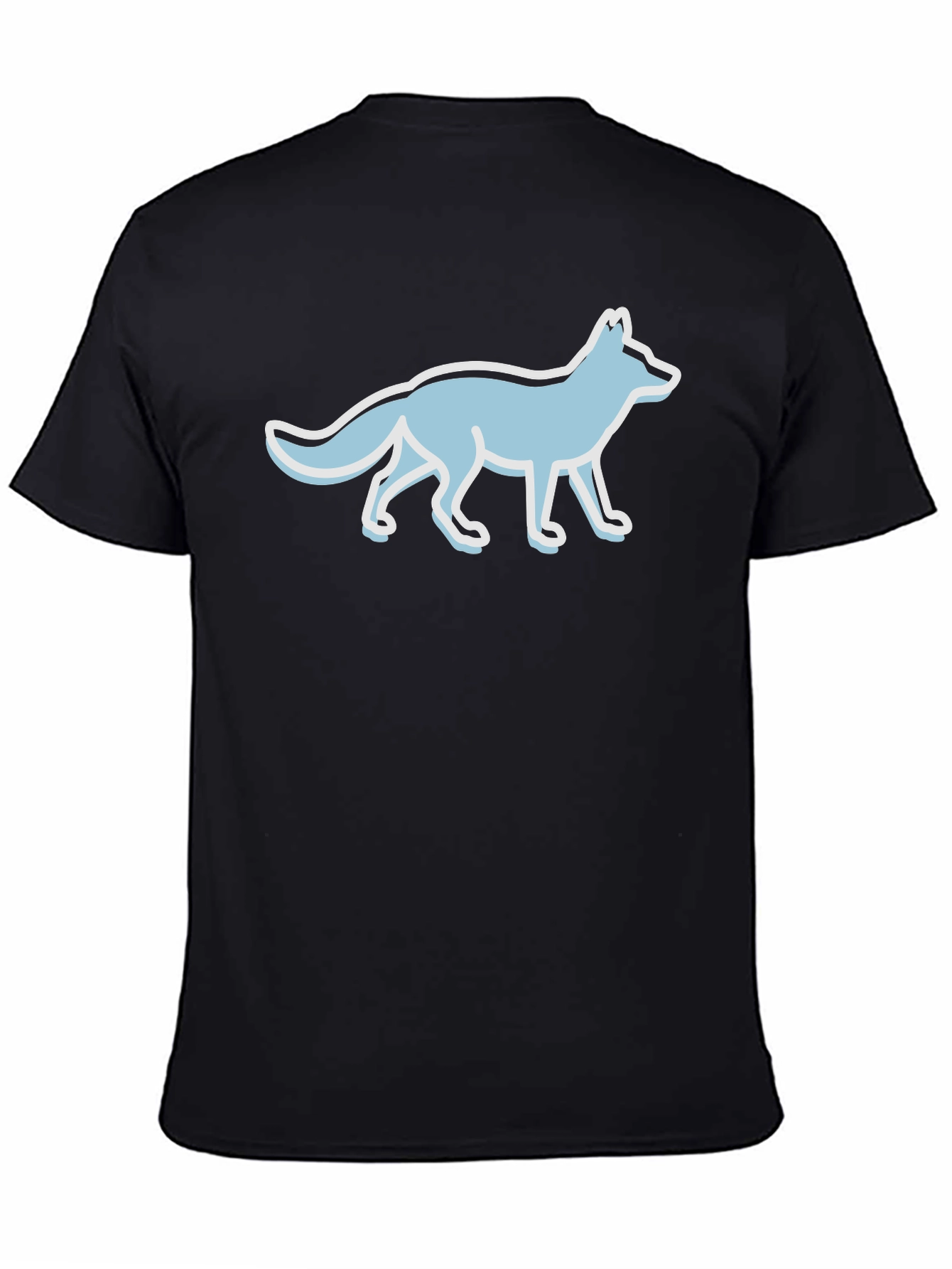 Black Stylish Black Tee with Cool Fox Graphic view 4