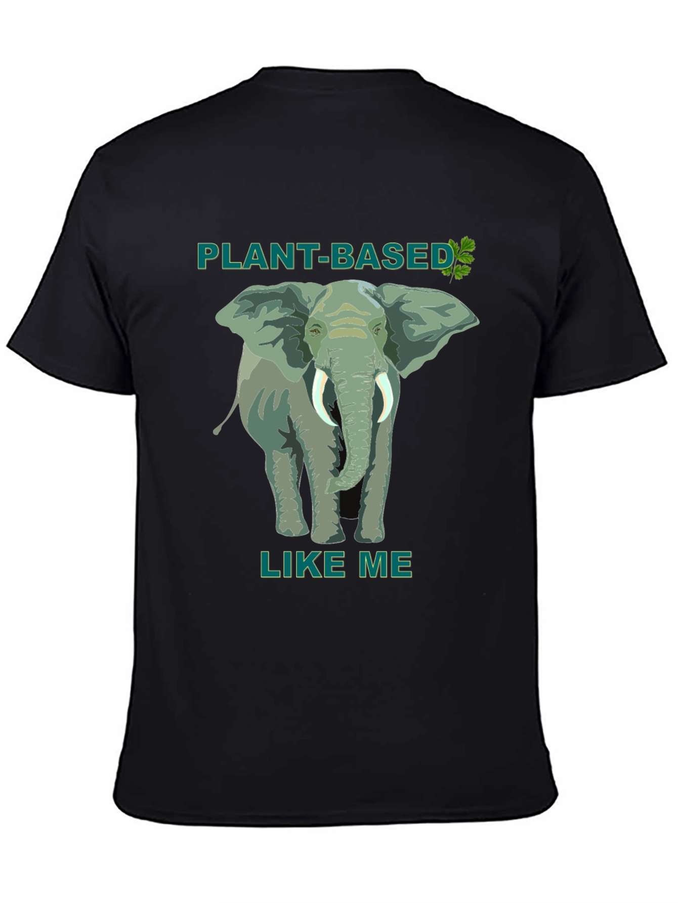 Black Plant-Based Elephant Graphic Tee view 4