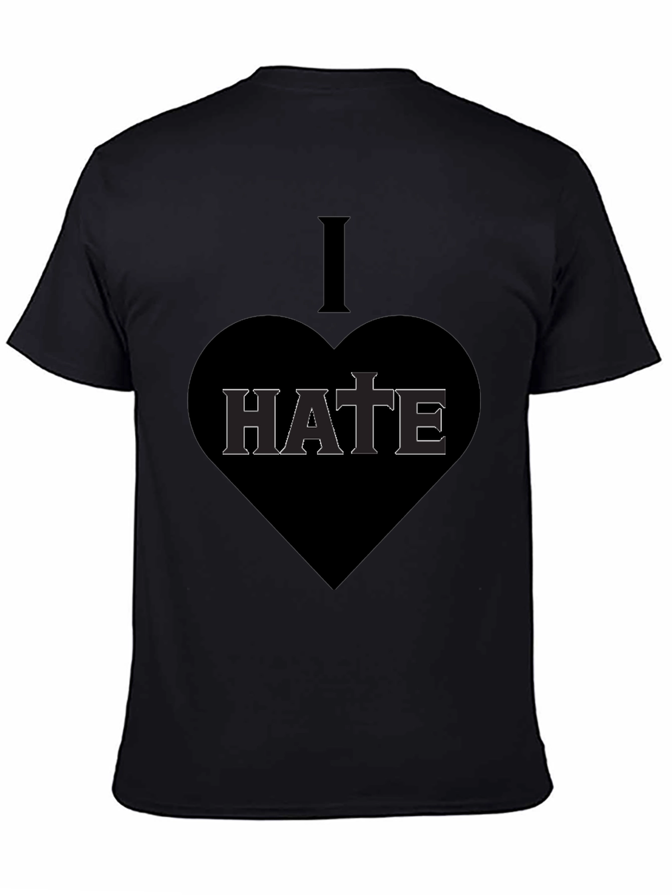 Black I Heart Hate Graphic T-Shirt - Dark Humor Tee view 4