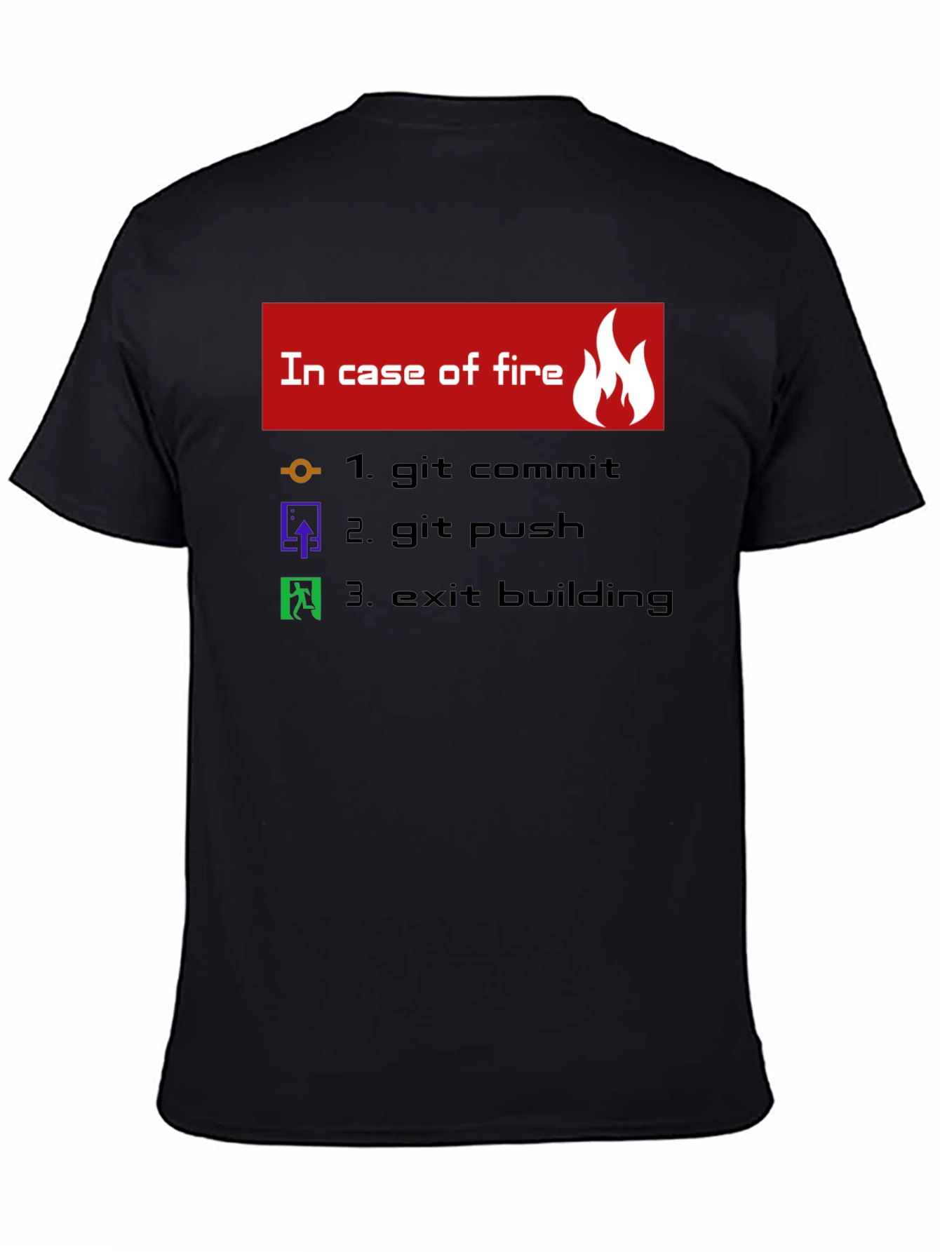 Black Funny Programmer T-Shirt - In Case of Fire view 4