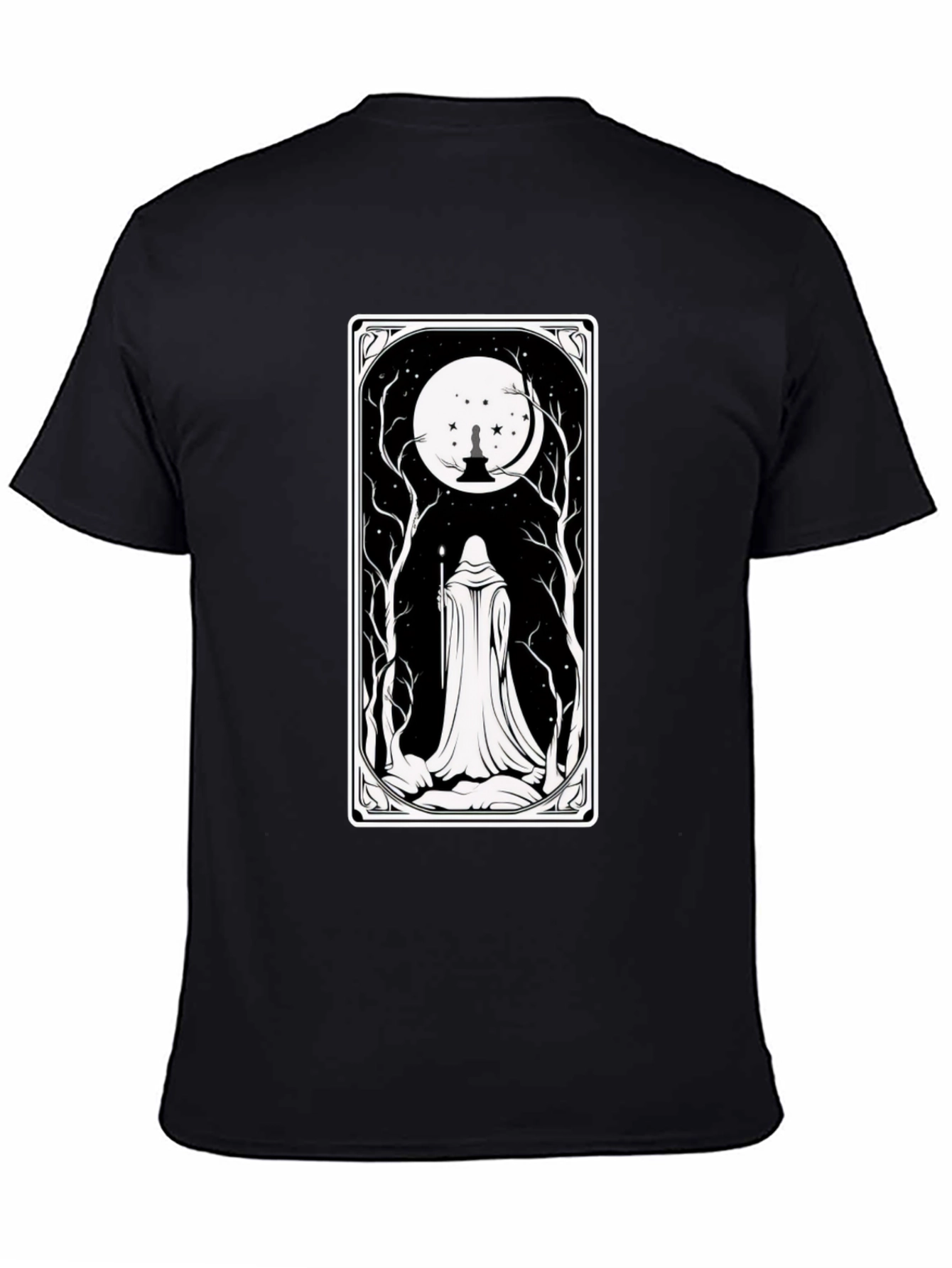 Black Mystic Night Tarot Card T-Shirt view 4