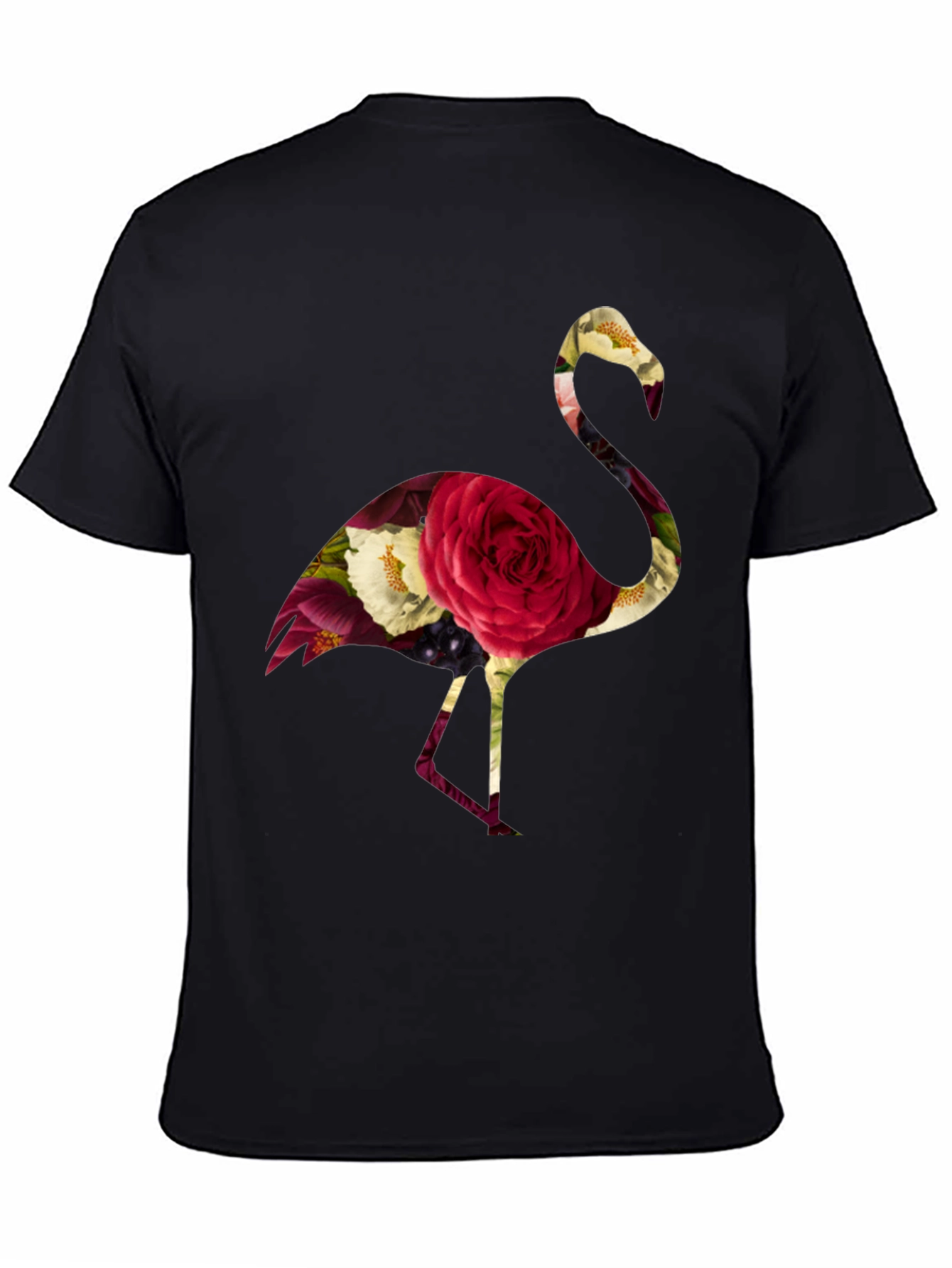 Black Floral Flamingo Graphic Tee - Black view 4