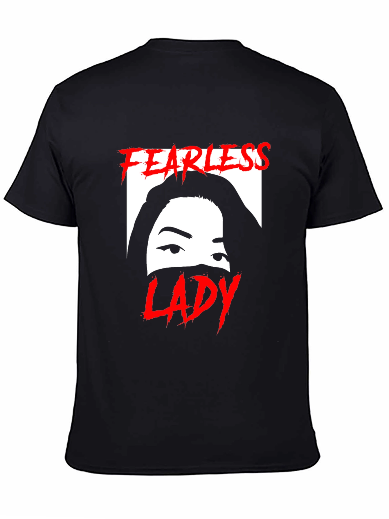 Black Fearless Lady Graphic T-Shirt - Unisex Black Tee view 4
