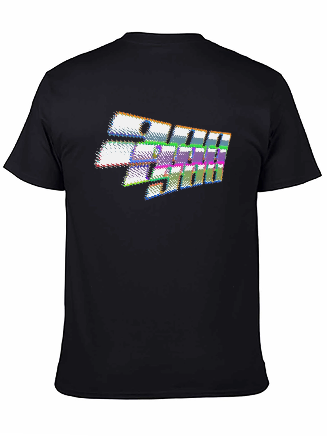 Black Geometric Pixelated T-Shirt - Black view 4