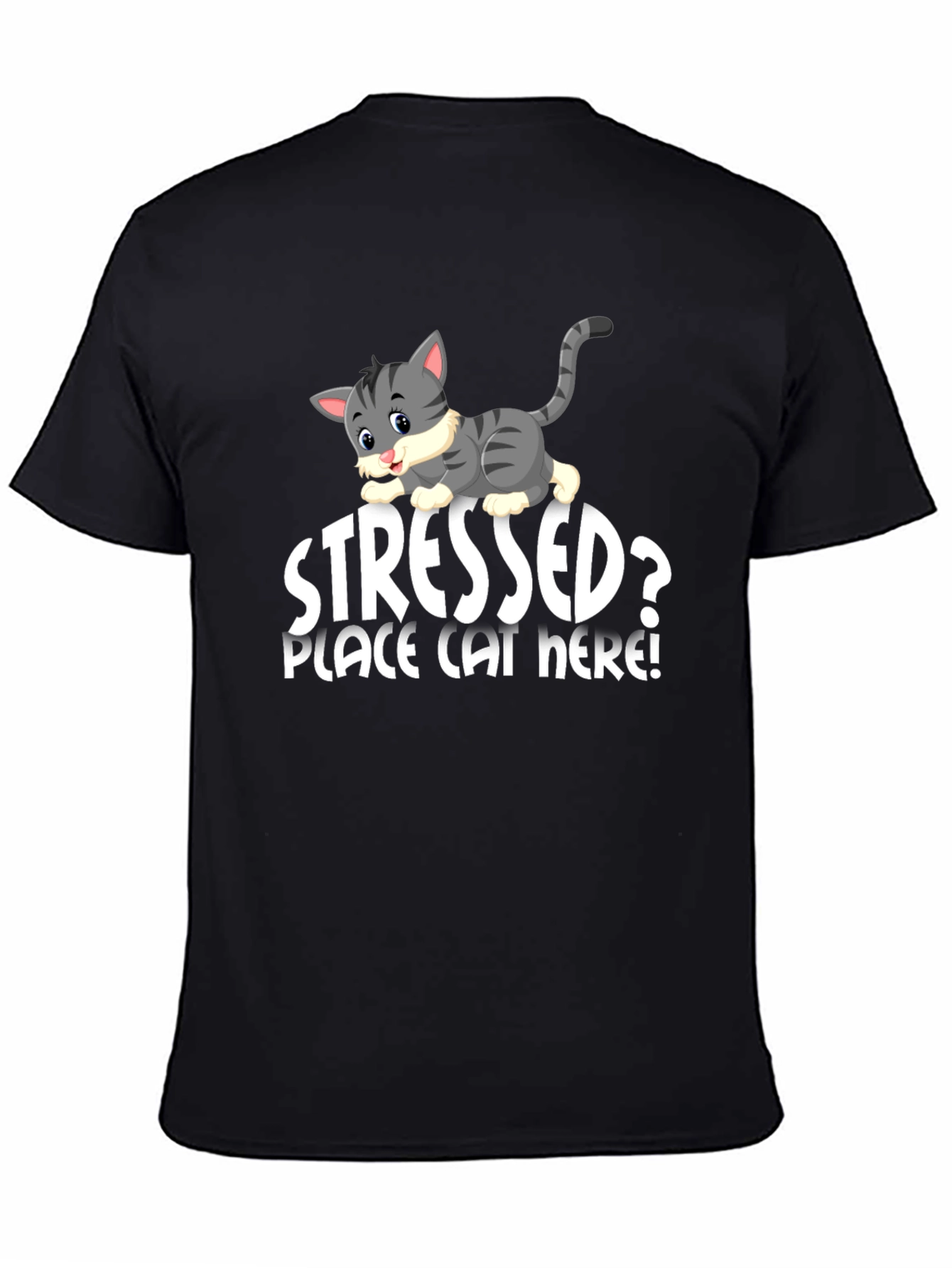 Black Stressed? Place Cat Here T-Shirt view 4