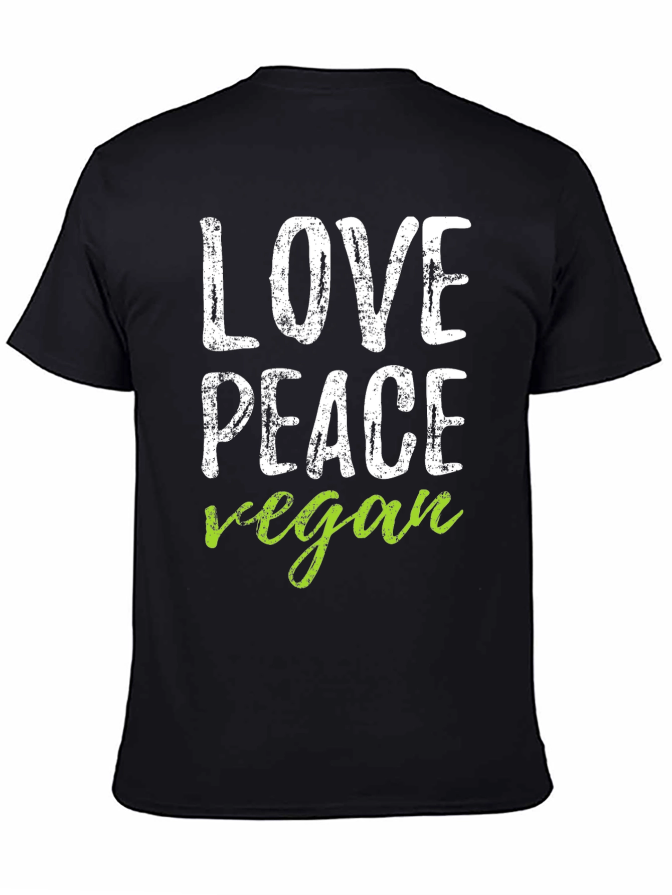 Black Love Peace Vegan Graphic Tee - Black Cotton T-Shirt view 4
