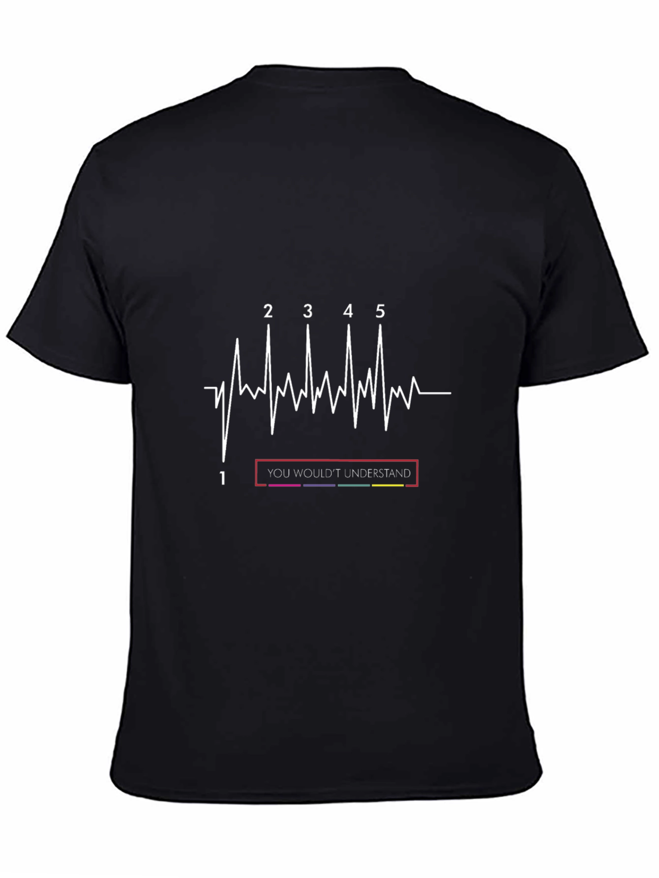Black Manual Transmission Heartbeat T-Shirt view 4