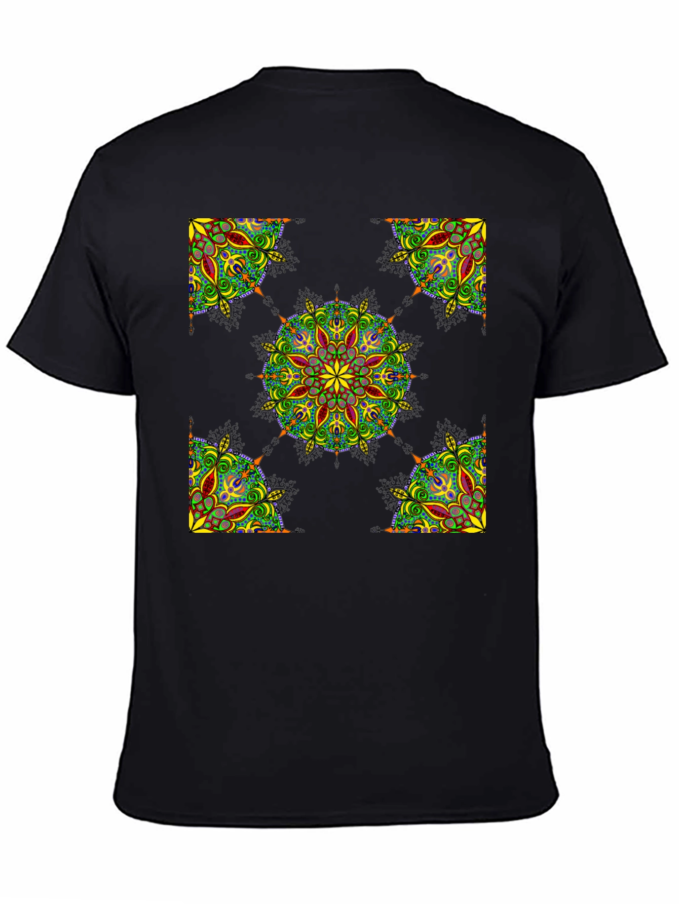 Black Black Mandala Print T-Shirt view 4