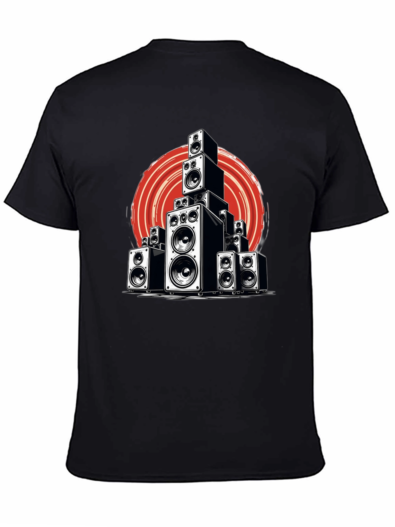 Black Speaker Stack Graphic Tee - Music Lover T-Shirt view 4