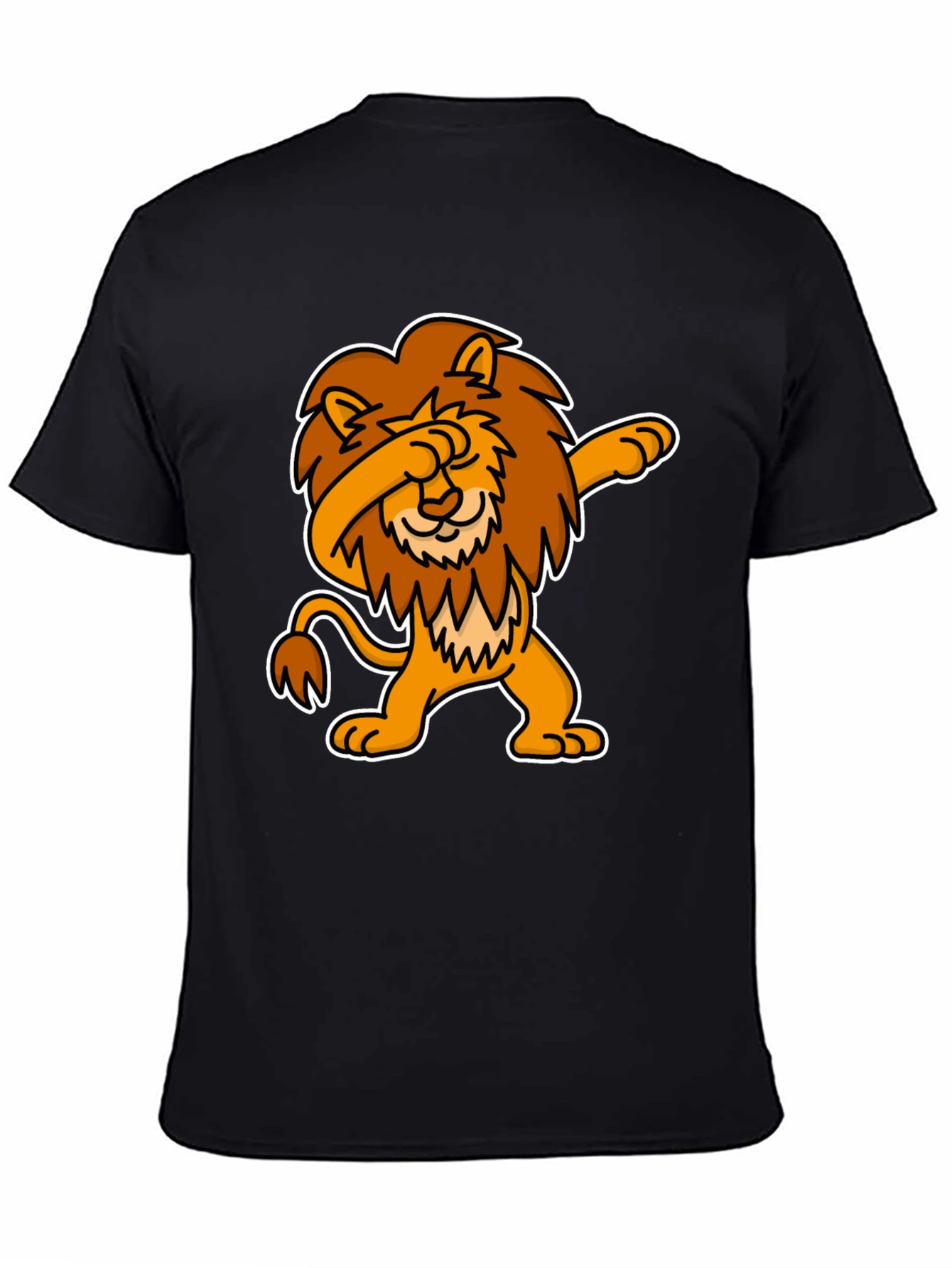 Black Dabbing Lion Graphic Tee - Black Cotton T-Shirt view 4