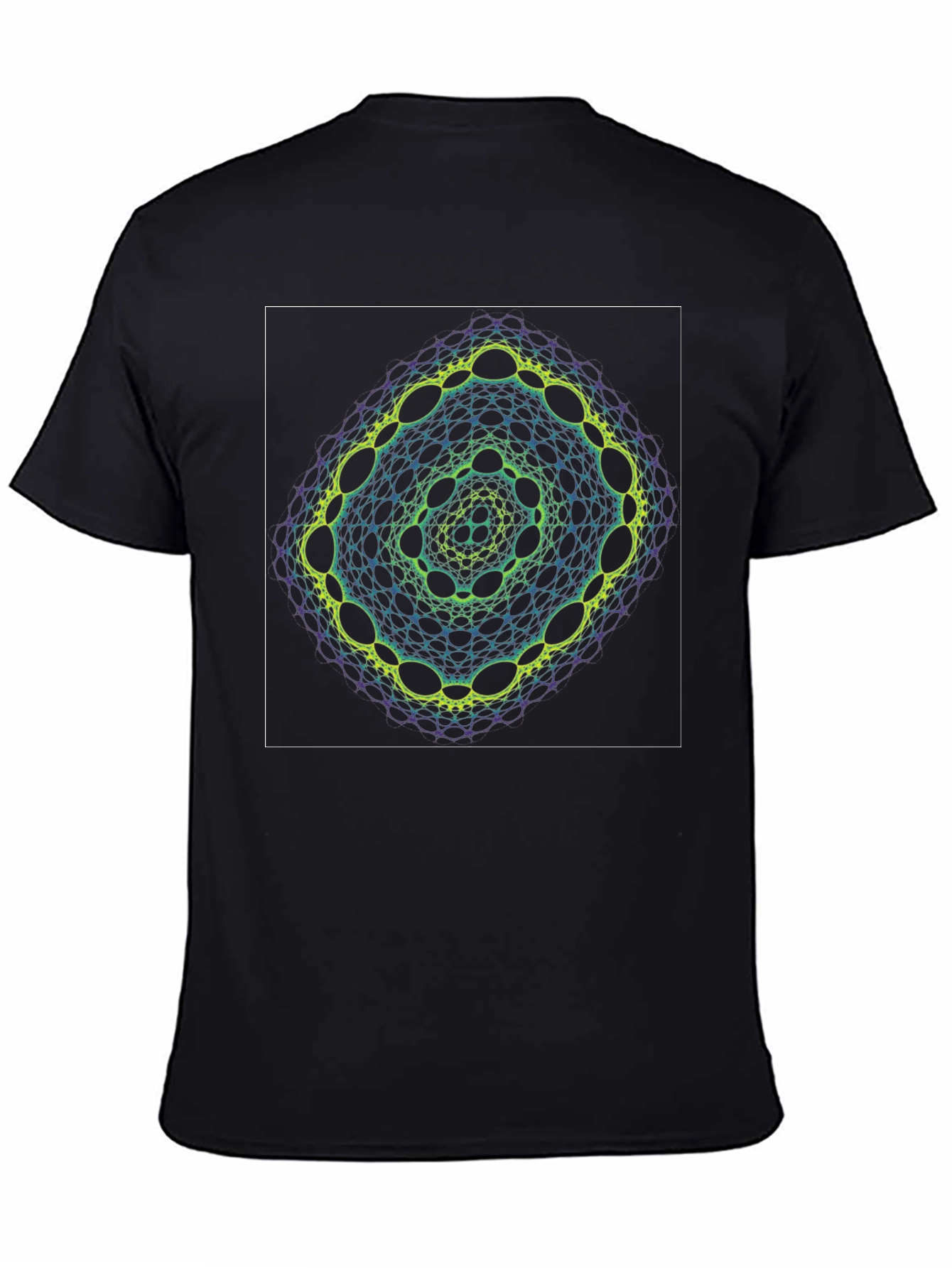 Black Geometric Pattern Black T-Shirt view 4