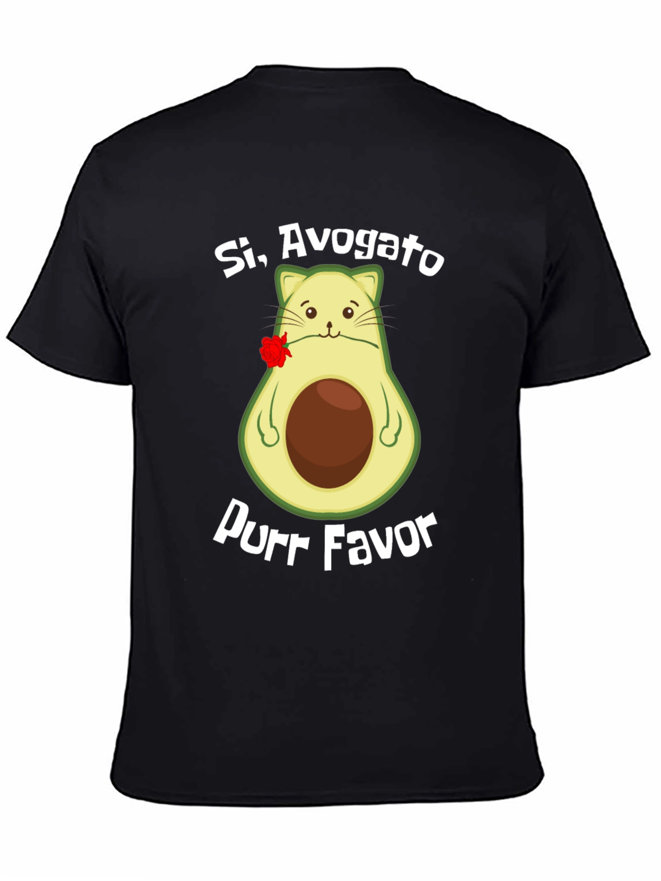 Black Si, Avogato Purr Favor T-Shirt - Avocado Cat Humor Tee view 4