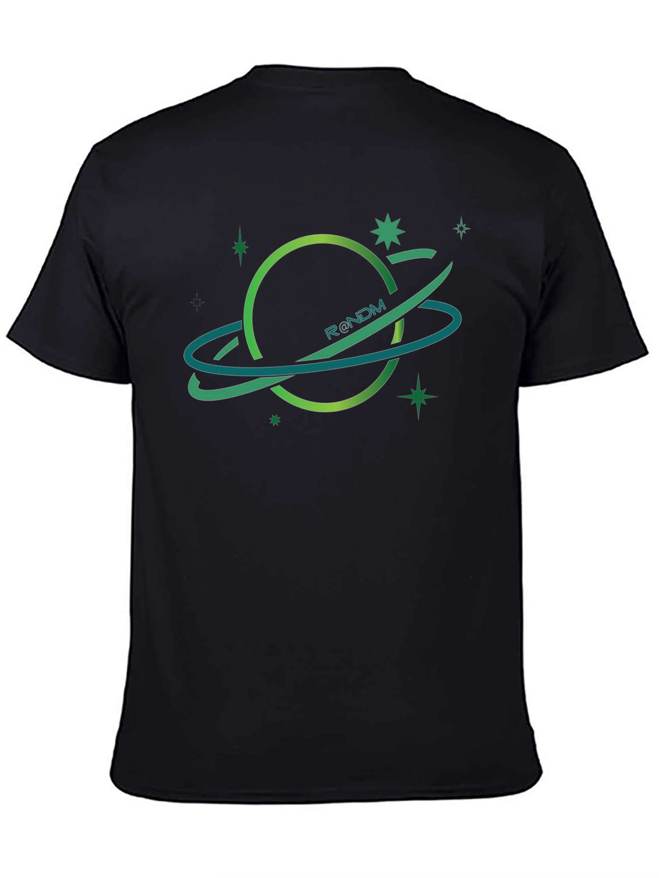 Black R@NDM Planet Graphic T-Shirt - Black, Unique Design view 4