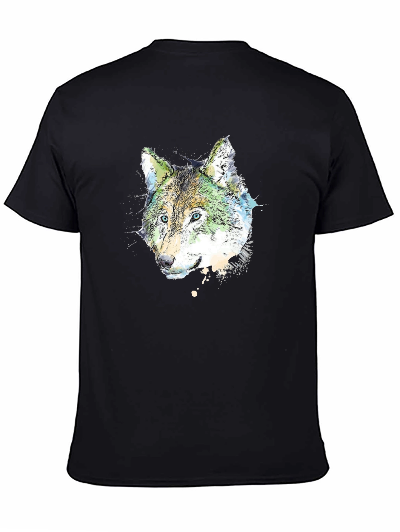 Black Wolf Graphic Print Black T-Shirt view 4