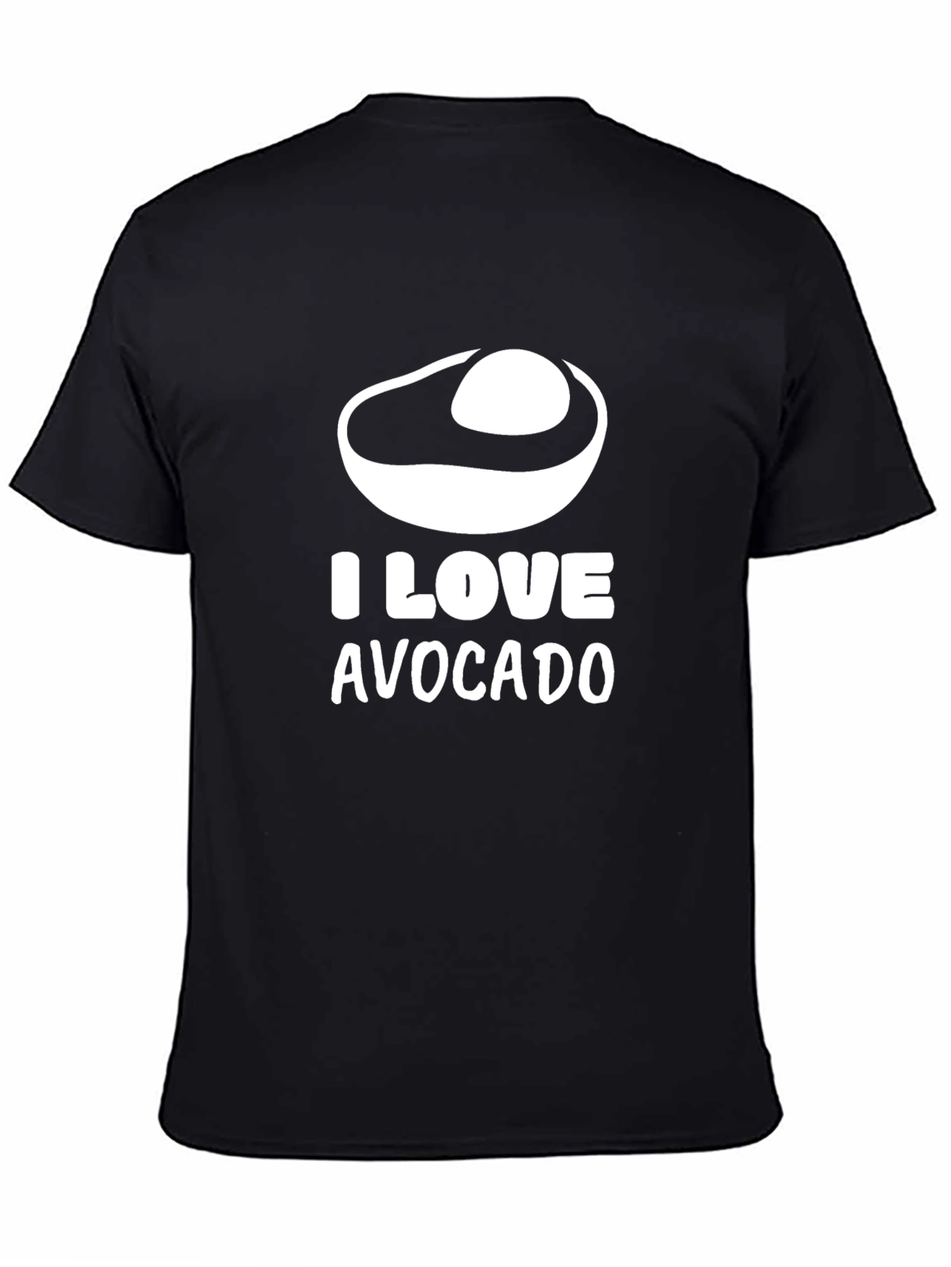 Black I Love Avocado T-Shirt, Unisex Black Tee view 4
