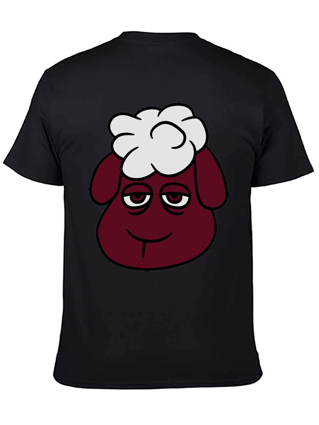 Black Funny Sheep Head Graphic T-Shirt view 4