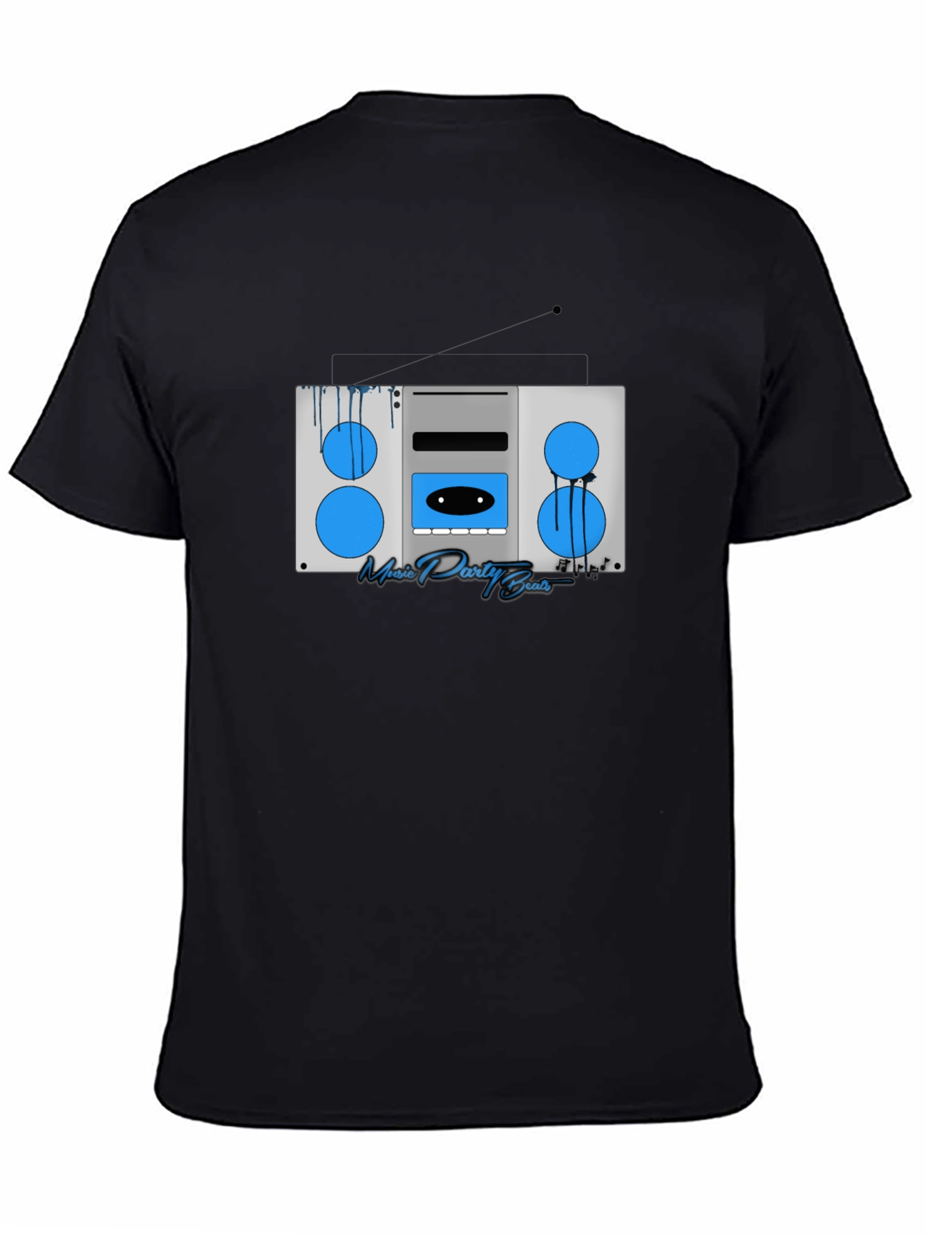 Black Retro Boombox Music T-Shirt view 4