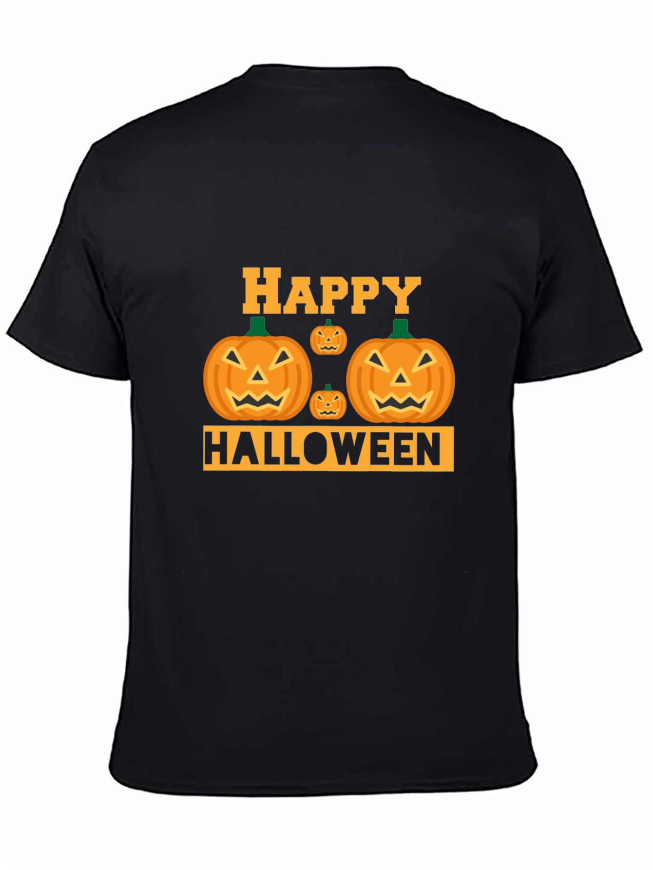 Black Happy Halloween Pumpkin T-Shirt view 4