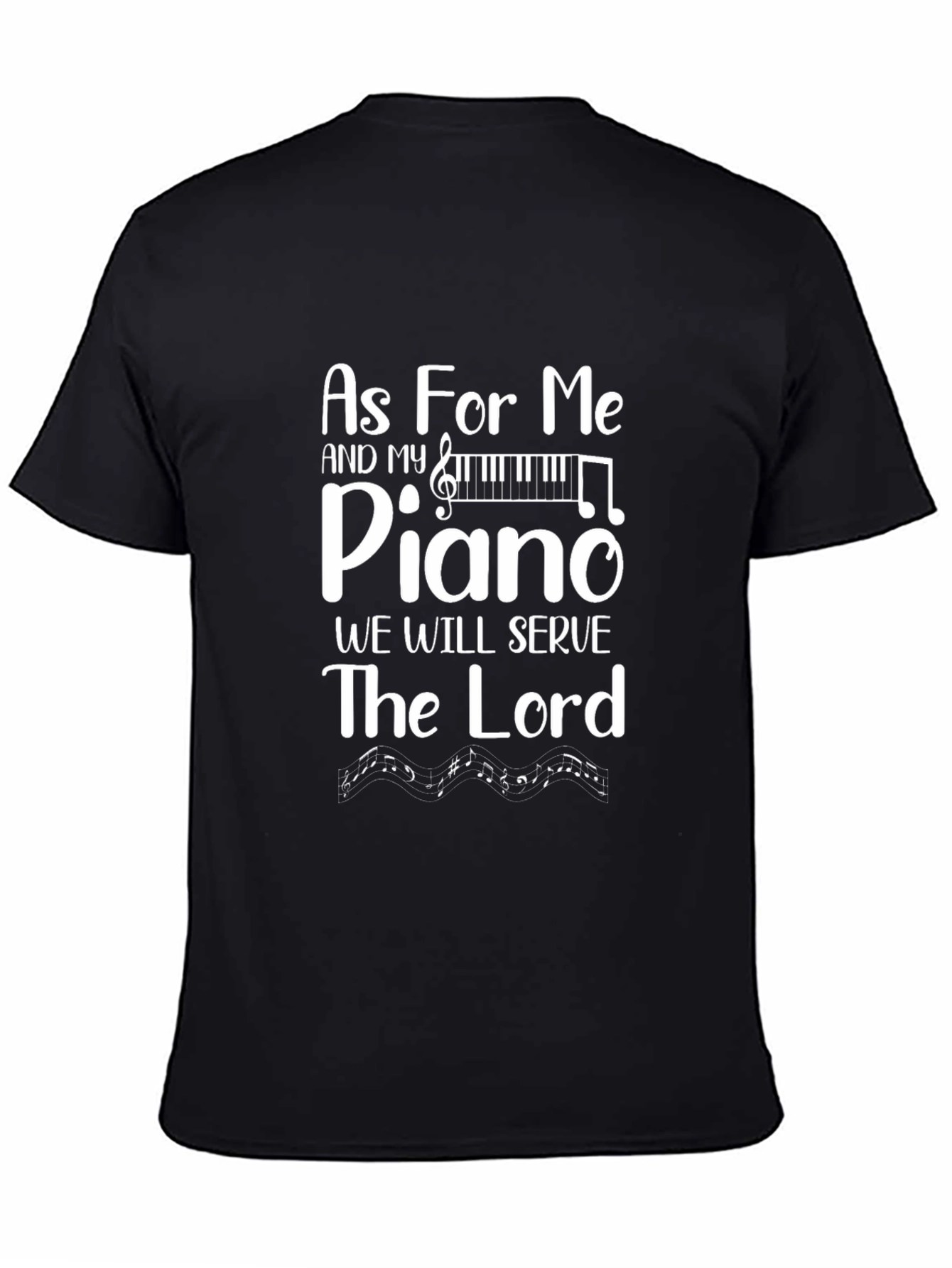 Black As For Me And My Piano Graphic Tee - Black Cotton Blend view 4