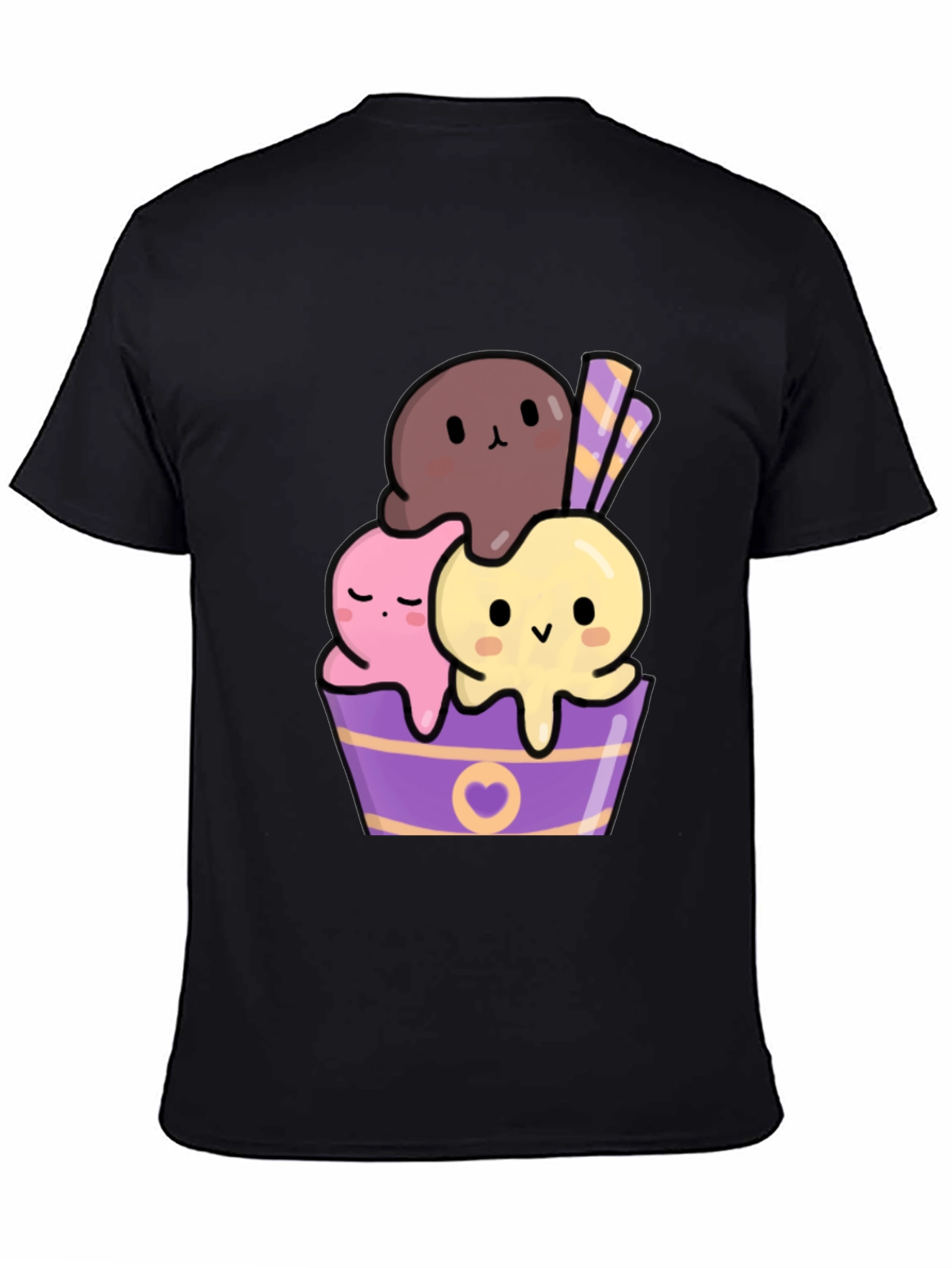 Black Cute Kawaii Ice Cream Graphic Tee view 4