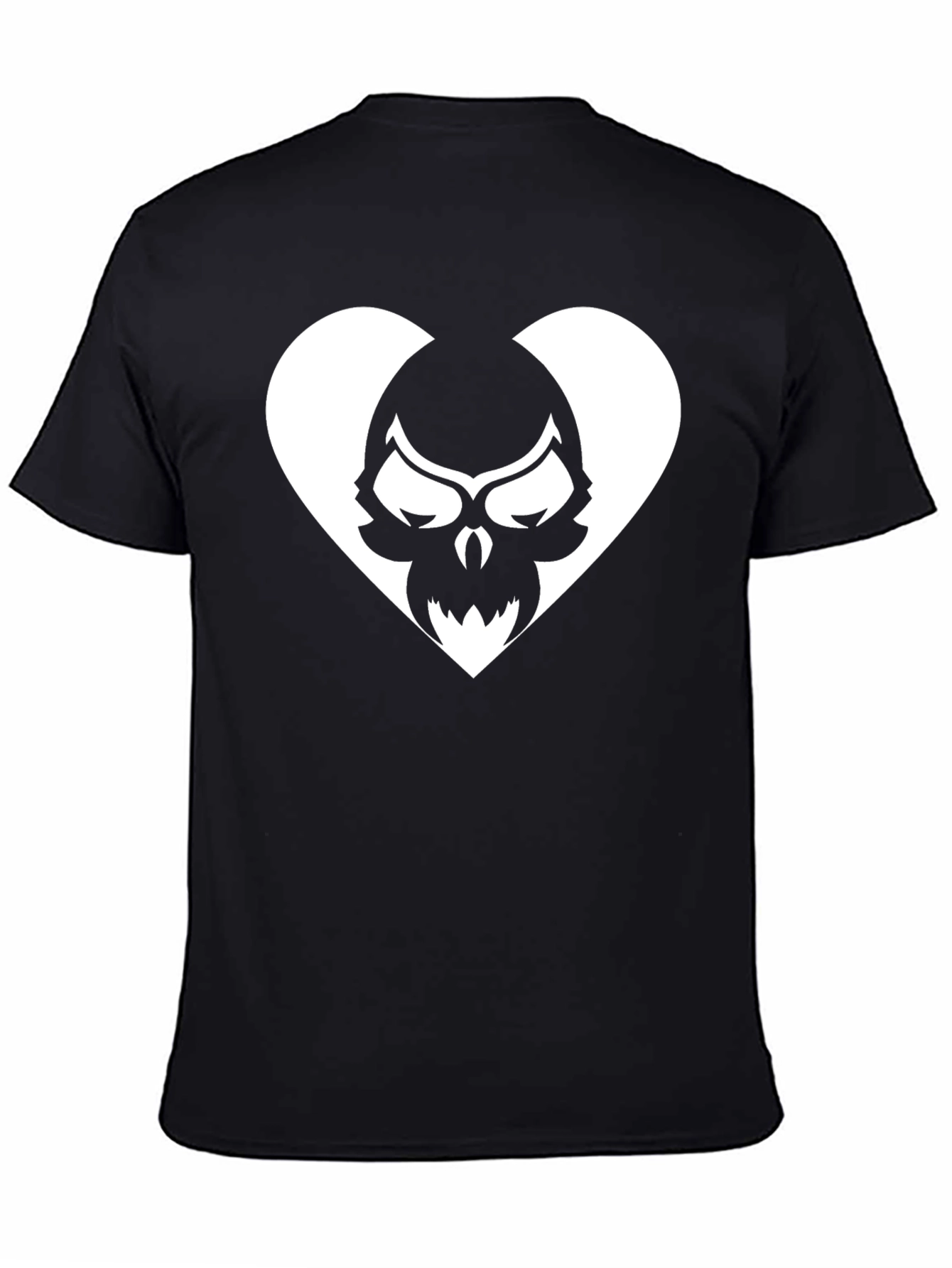 Black Skull Heart Graphic Tee - Black Cotton T-Shirt view 4