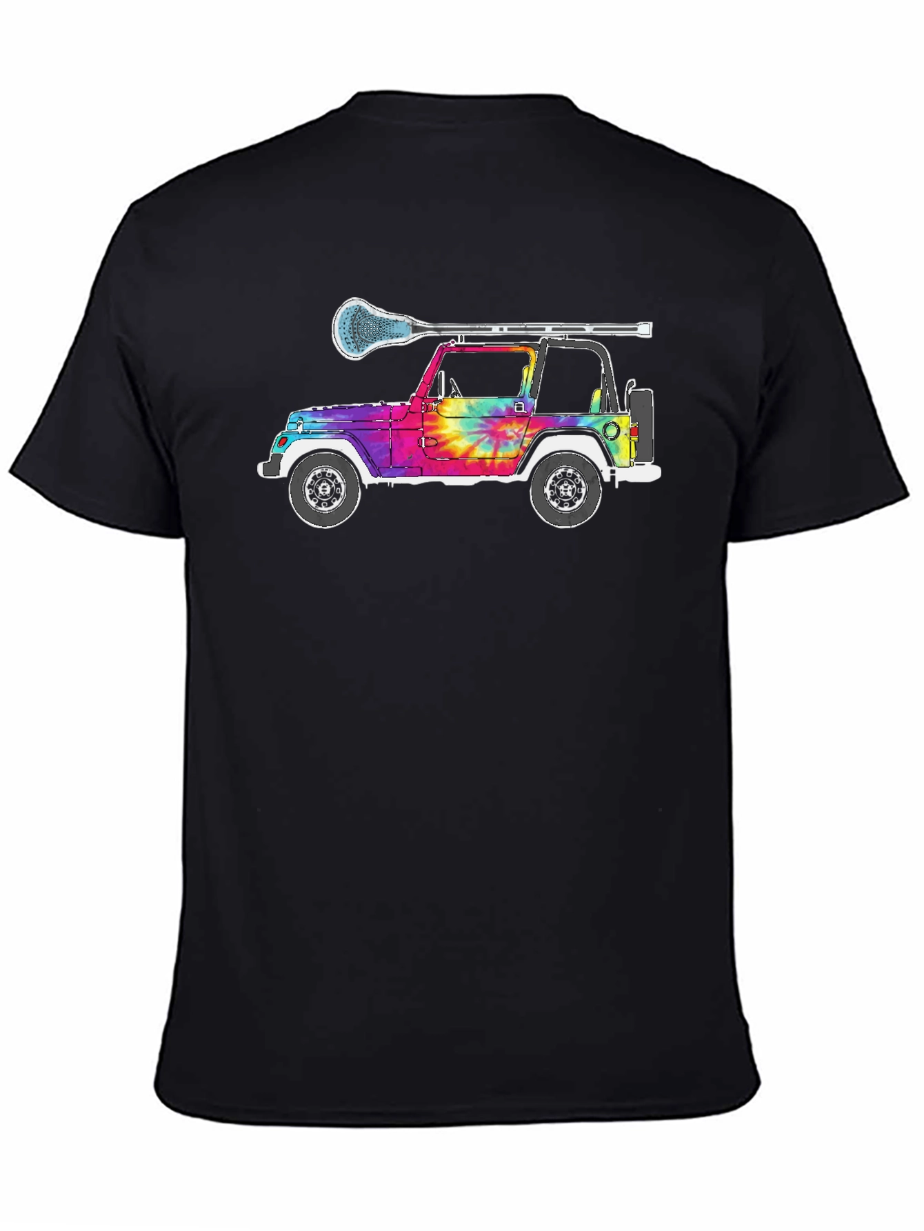 Black Tie Dye Jeep Lacrosse T-Shirt view 4