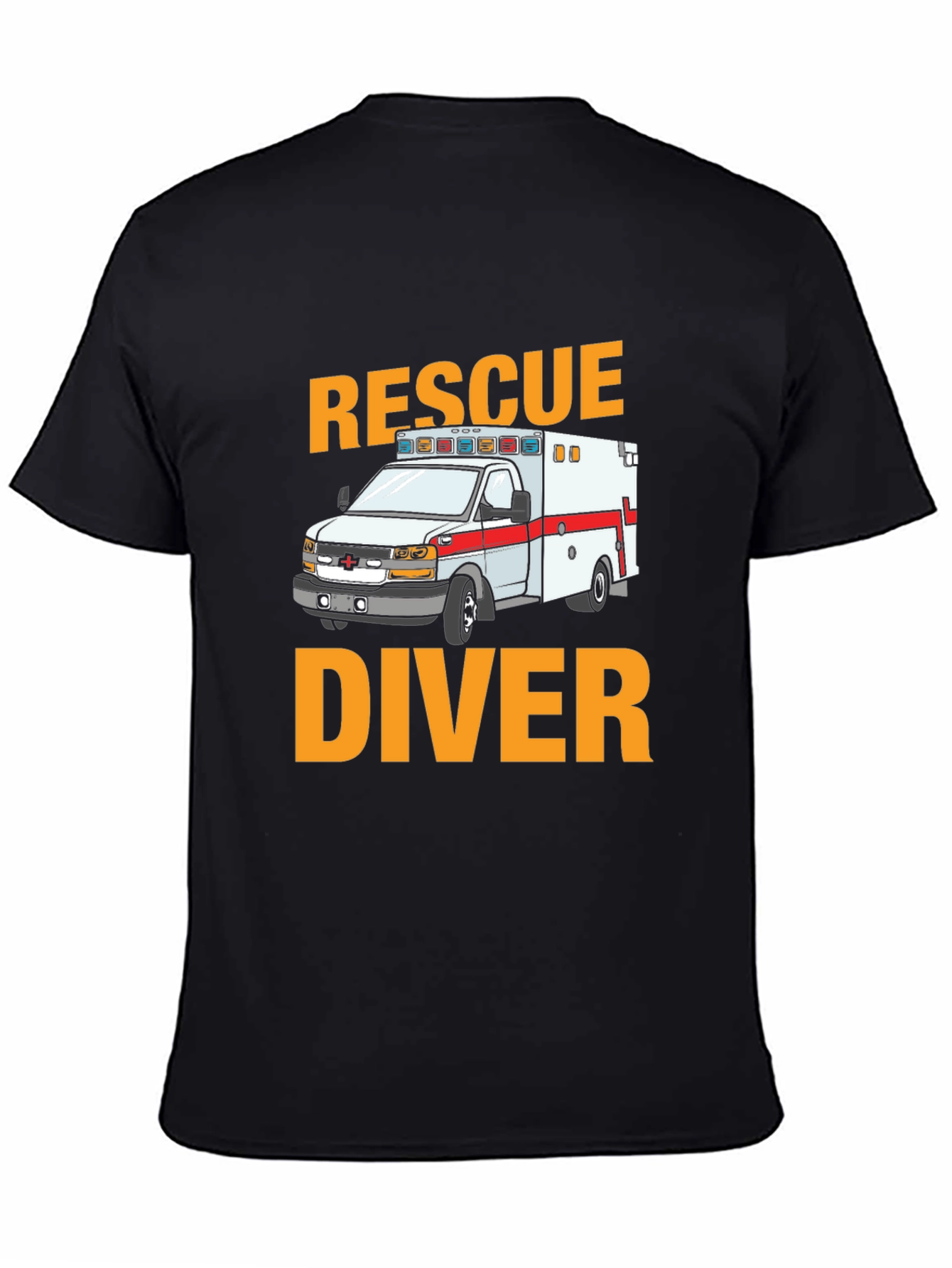 Black Rescue Diver Ambulance Graphic T-Shirt view 4