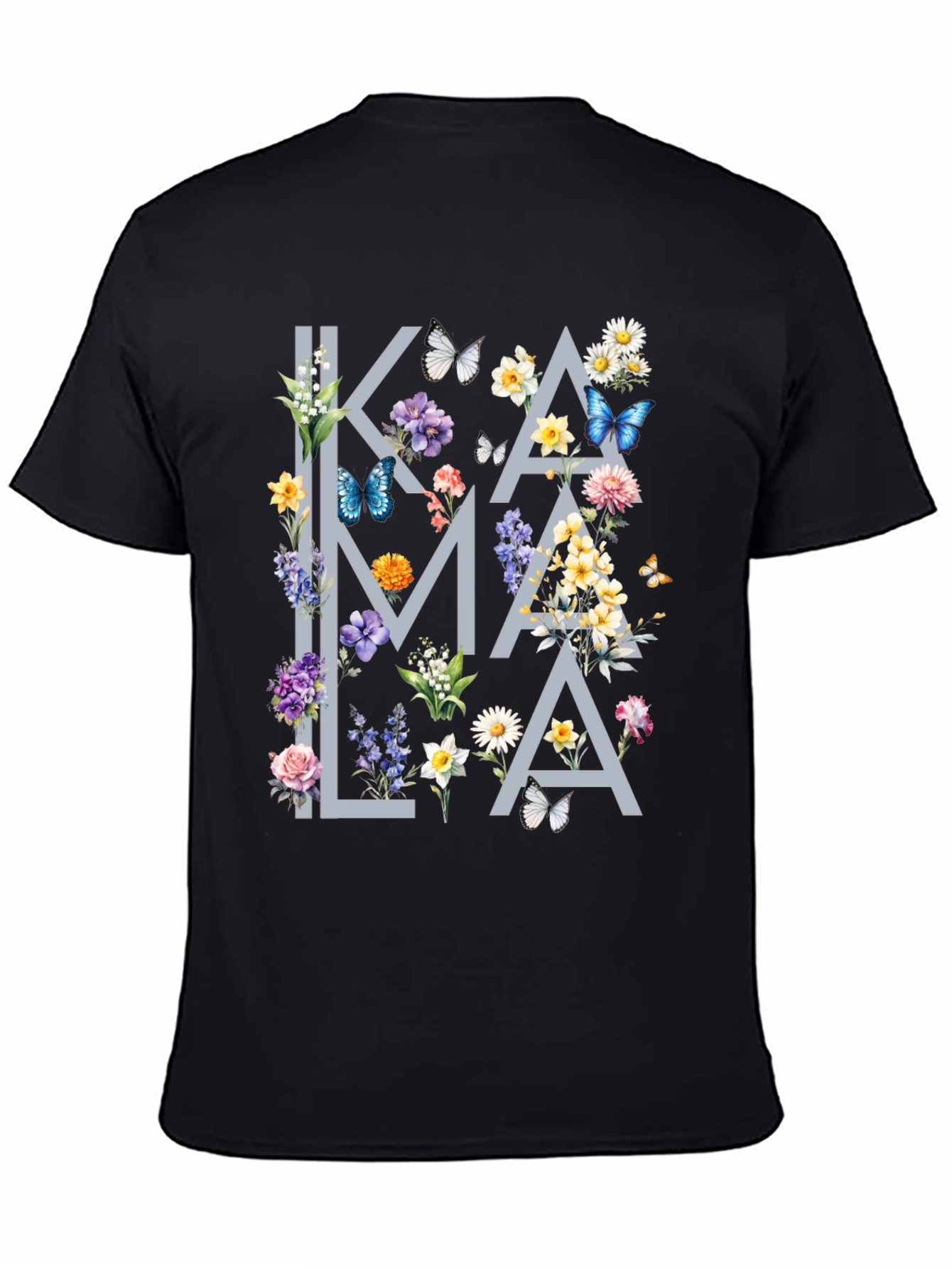 Black Floral Kamala T-Shirt - Stylish Graphic Tee view 4