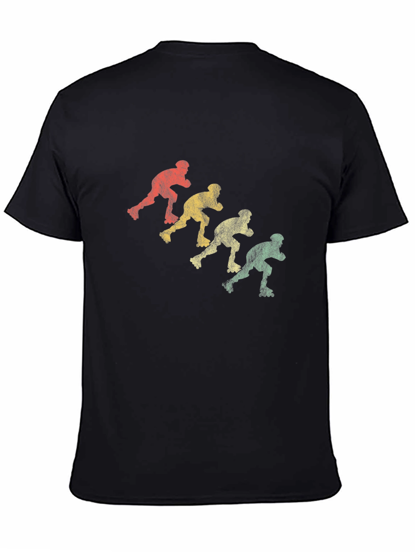 Black Retro Roller Skater T-Shirt - Vintage Style Skate Design view 4