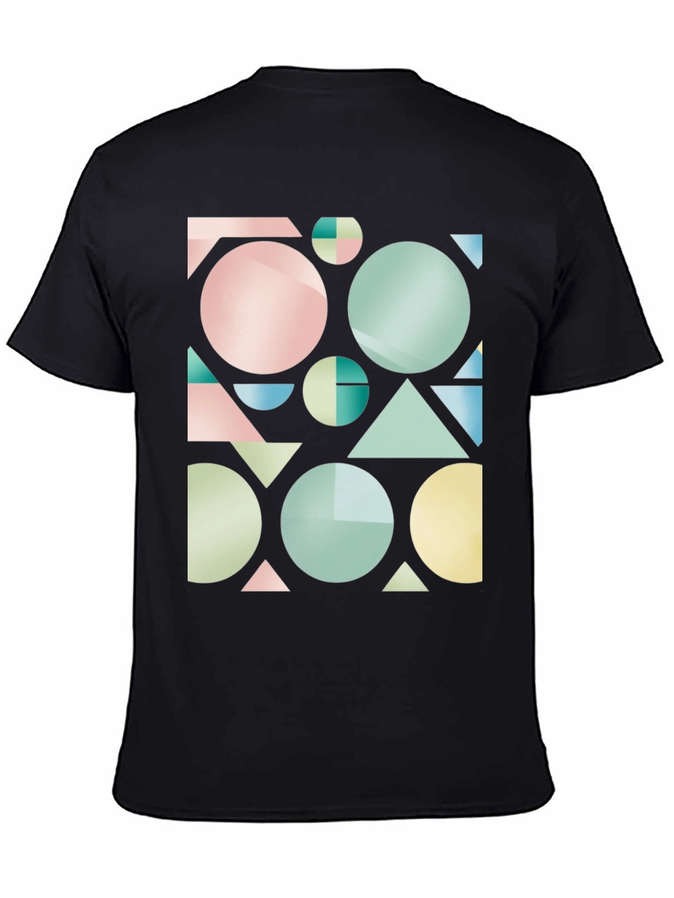 Black Geometric Shapes Graphic Tee - Modern Design T-Shirt view 4